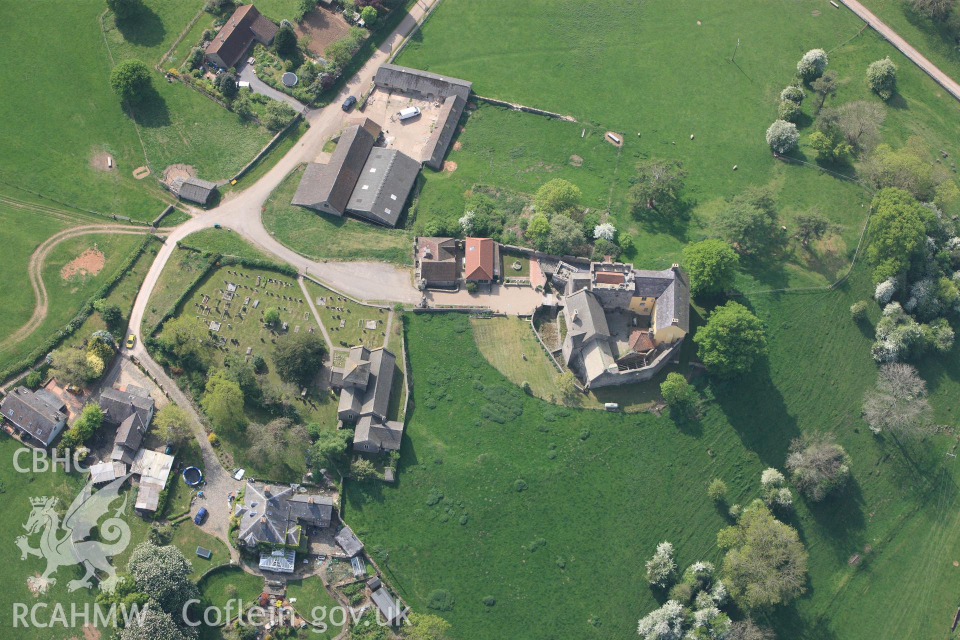 RCAHMW colour oblique photograph of Penhow Castle. Taken by Toby Driver on 26/04/2011.