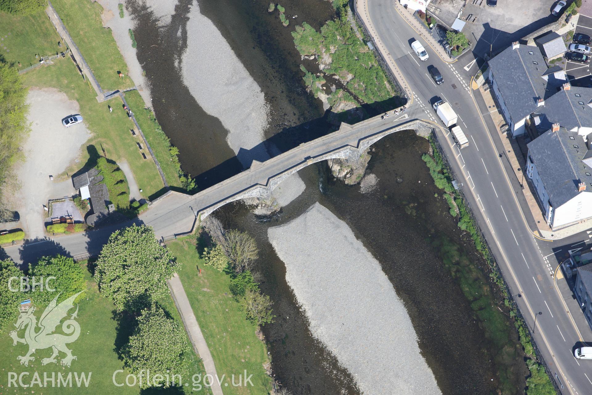 RCAHMW colour oblique photograph of Llanrwst Bridge. Taken by Toby Driver on 03/05/2011.