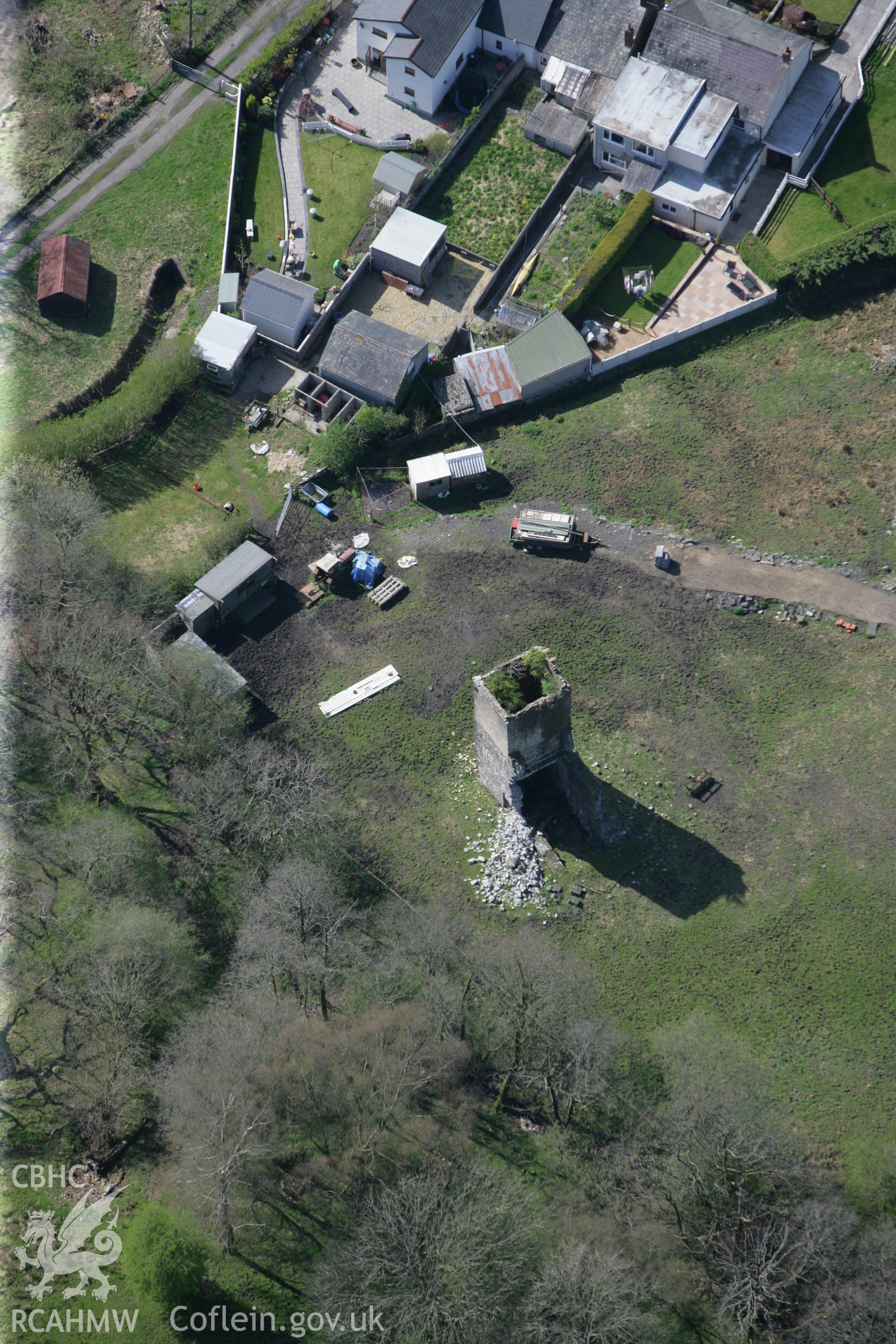 RCAHMW colour oblique photograph of Ynysgedwyn Colliery, Fan House. Taken by Toby Driver on 08/04/2011.