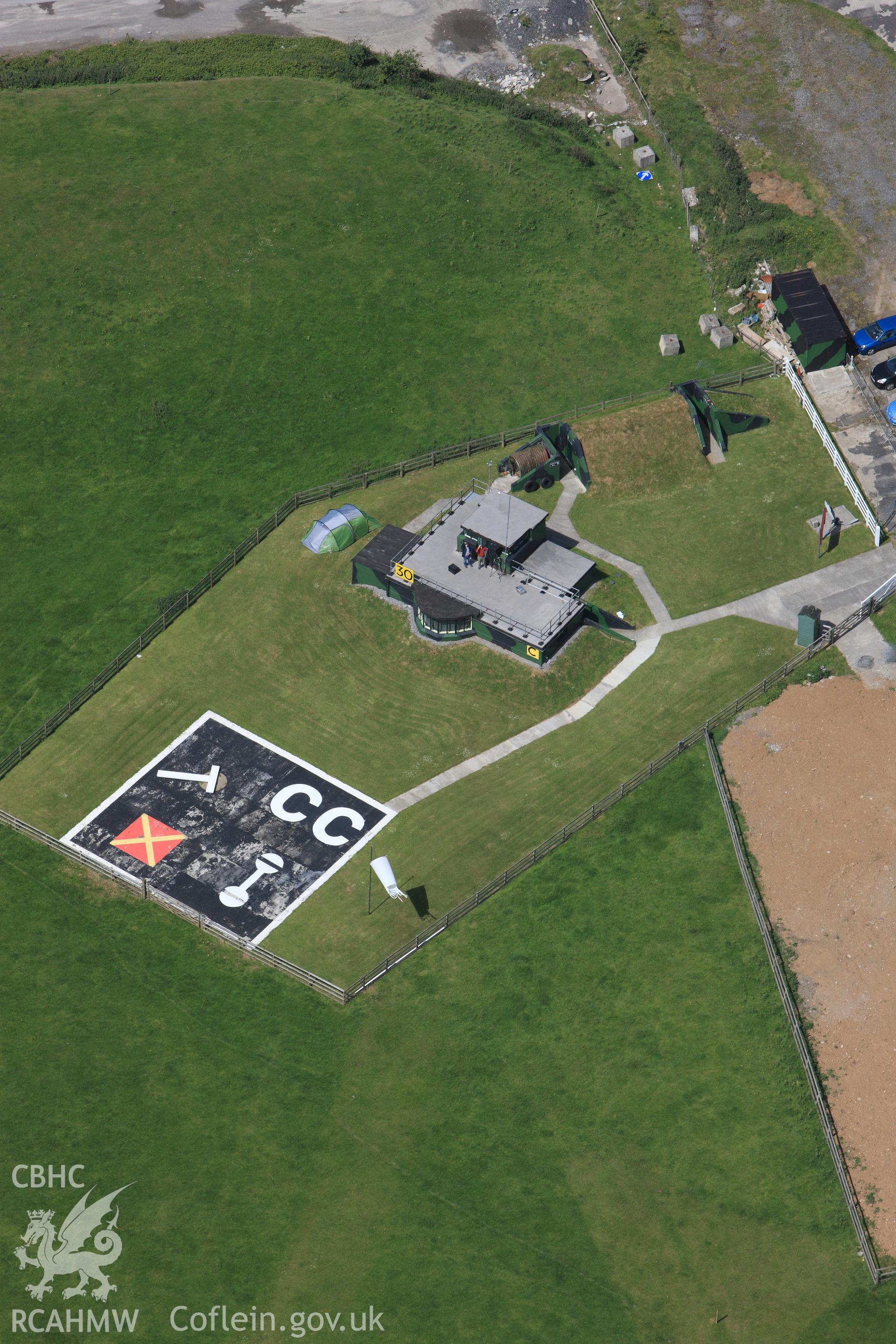 RCAHMW colour oblique photograph of Carew Cheriton control tower. Taken by Toby Driver on 24/05/2011.