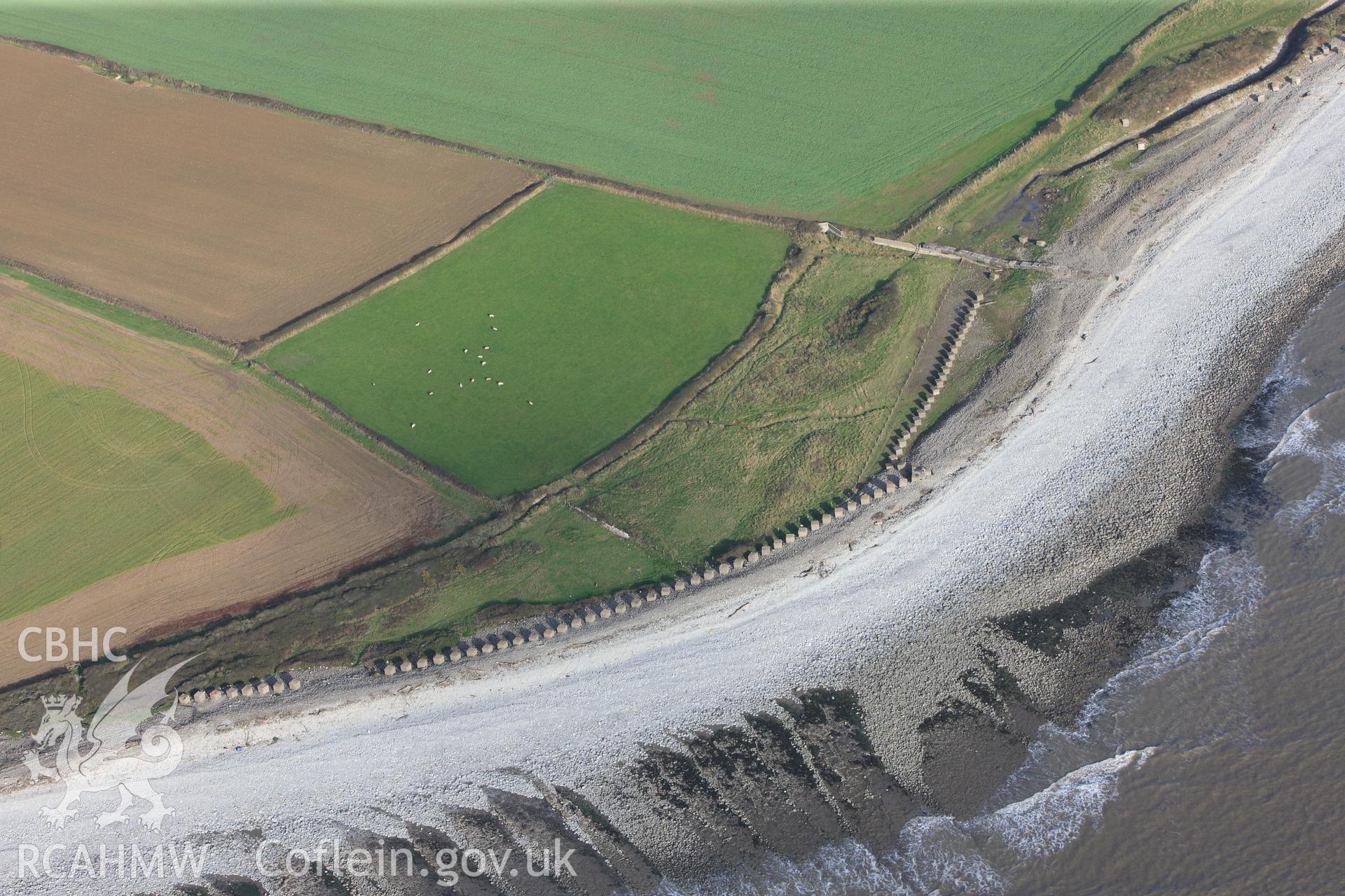 RCAHMW colour oblique photograph of Limpet Bay Anti Invasion Defences. Taken by Toby Driver on 17/11/2011.