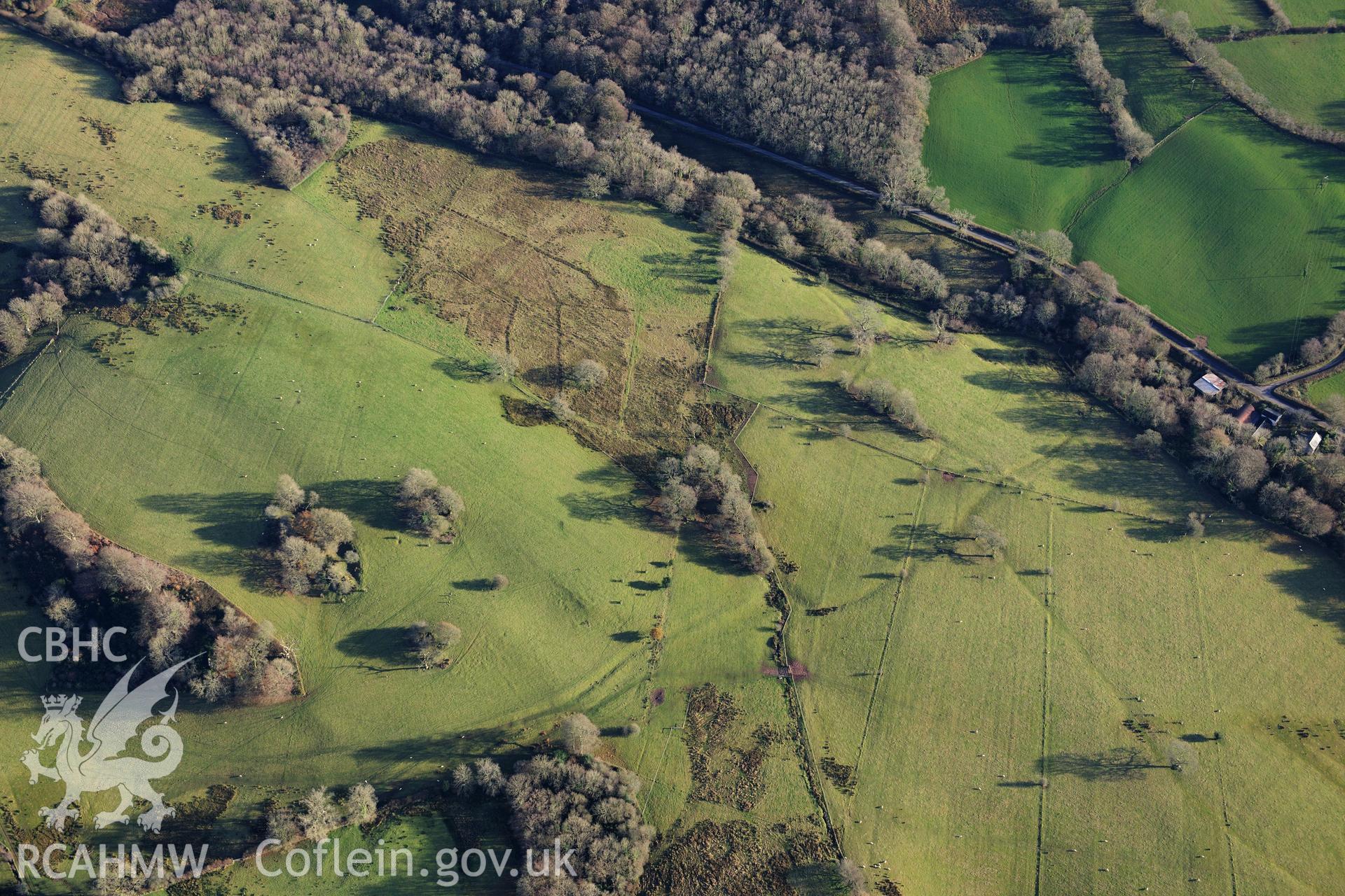 RCAHMW colour oblique photograph of Middleton Hall, tree planting circles. Taken by Toby Driver on 28/11/2012.