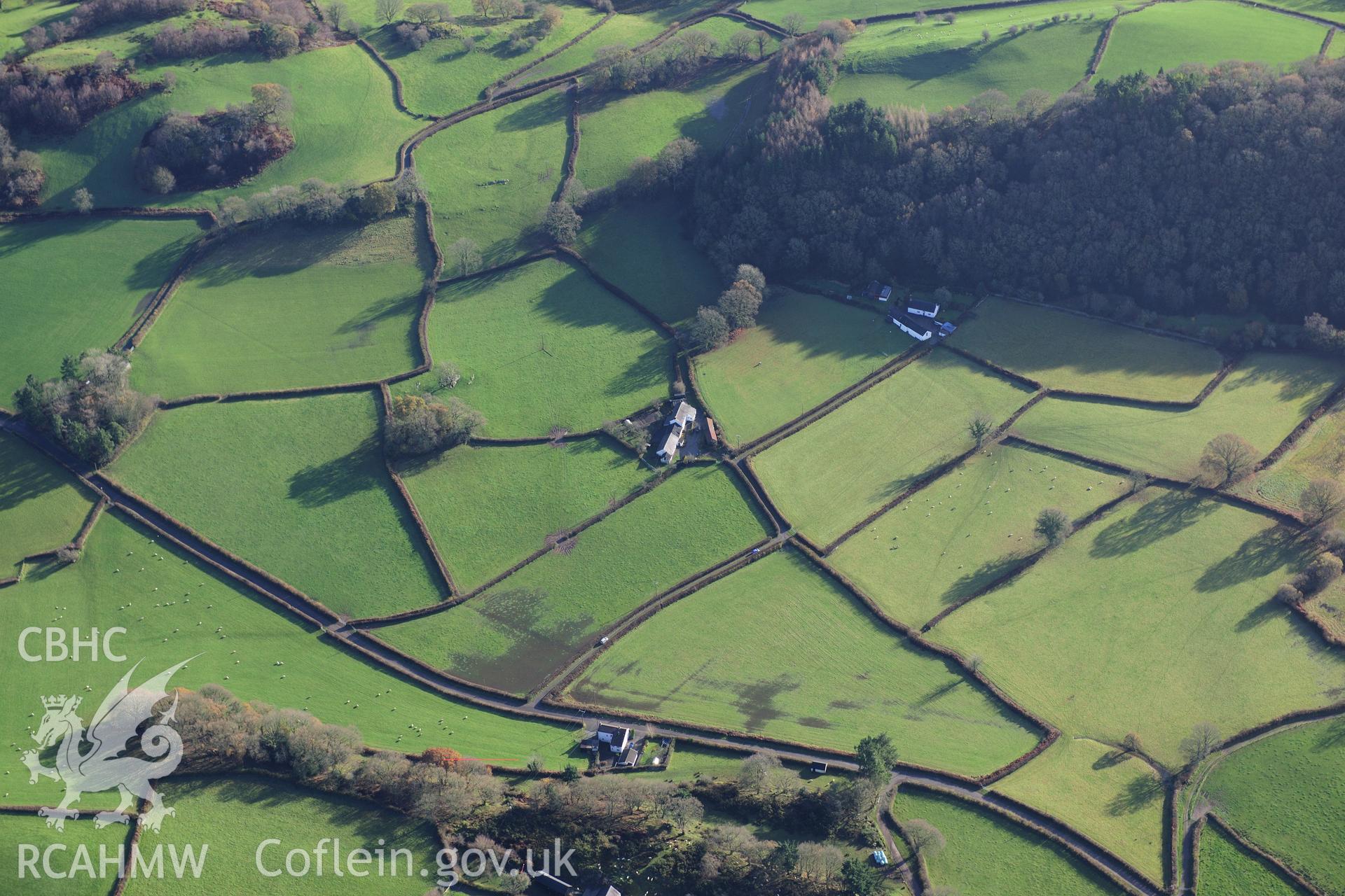 RCAHMW colour oblique photograph of Llys Brychan, Roman villa. Taken by Toby Driver on 23/11/2012.