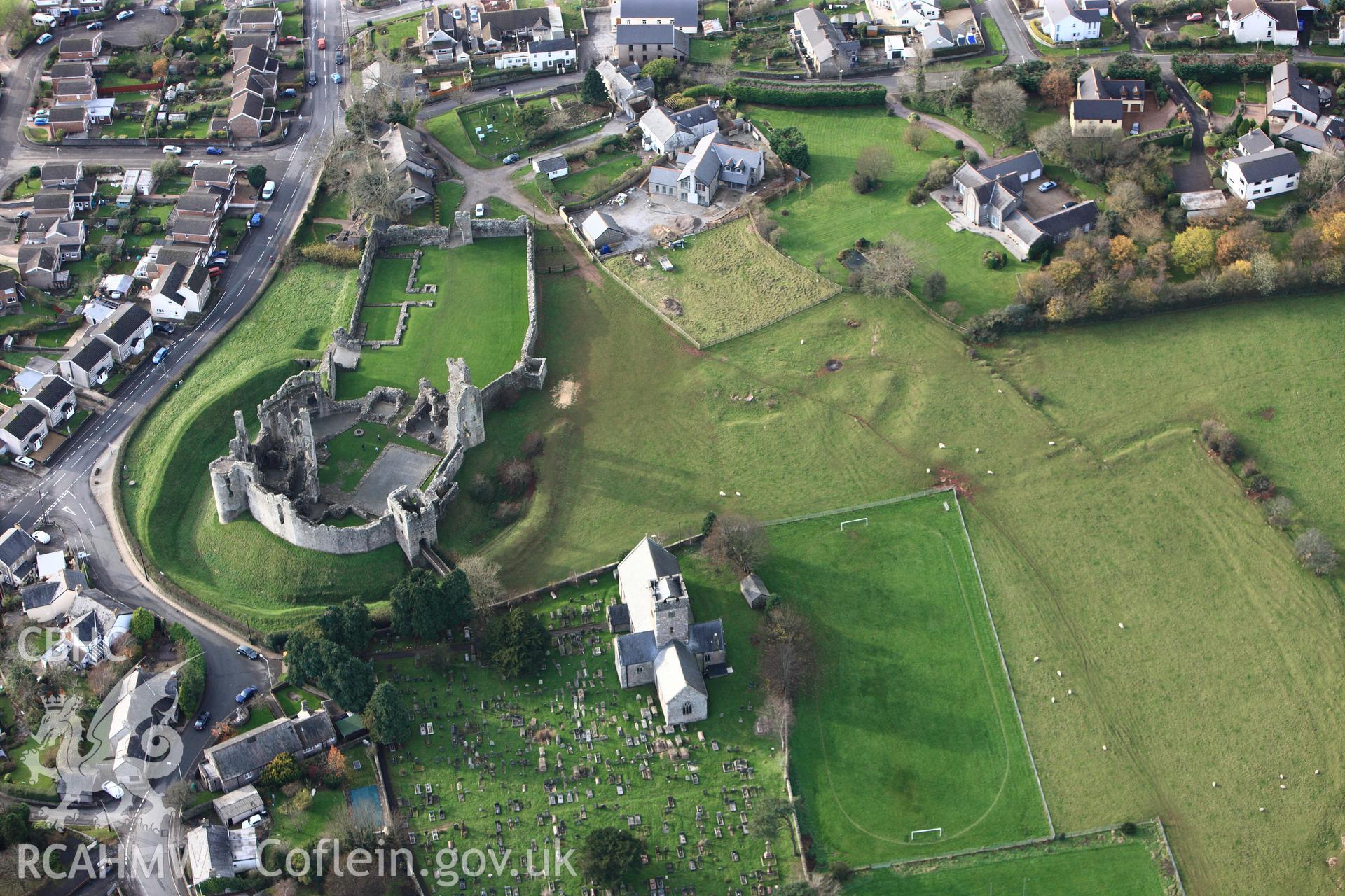 RCAHMW colour oblique photograph of Coity Seigeworks. Taken by Toby Driver on 17/11/2011.