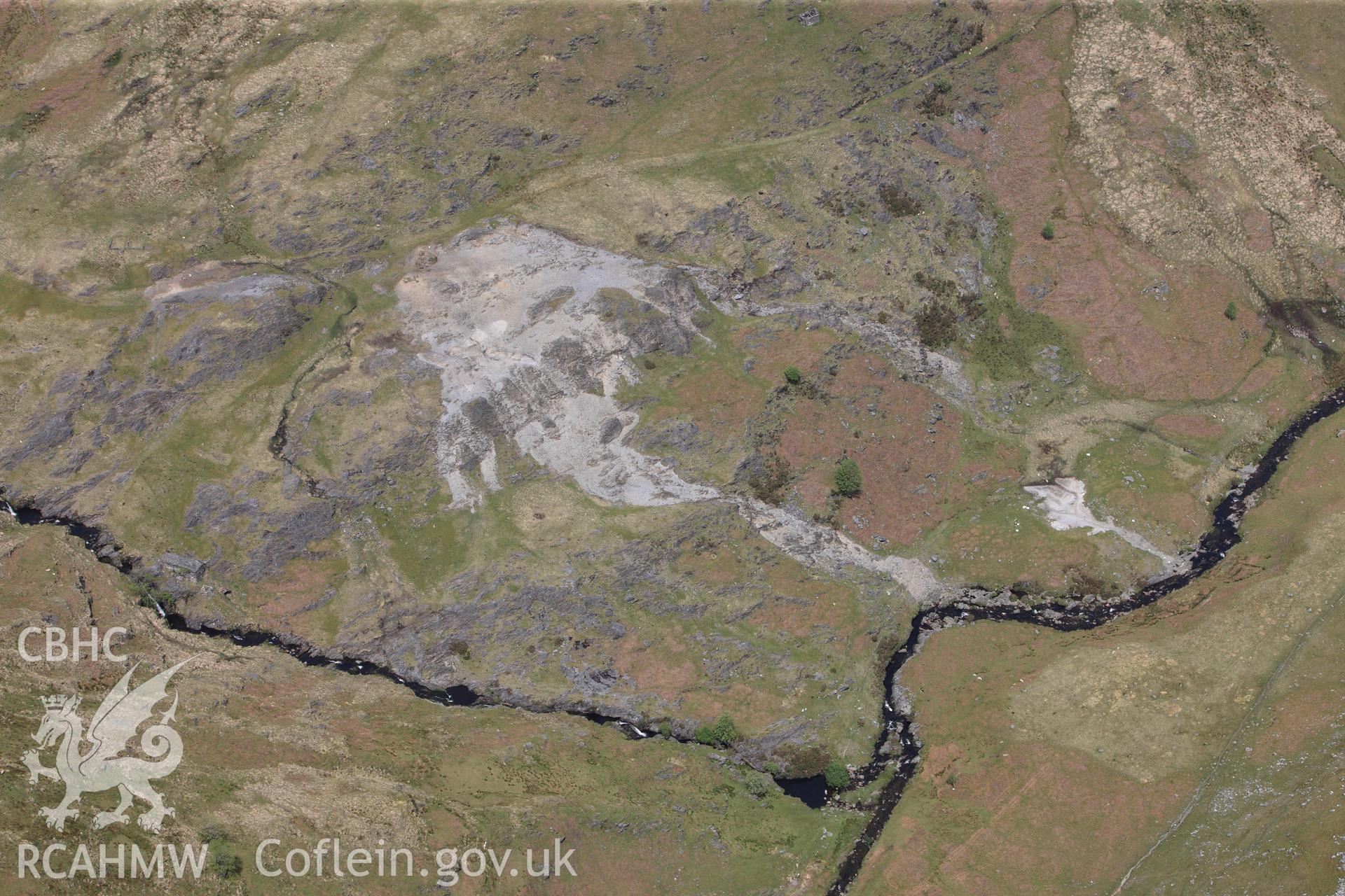 RCAHMW colour oblique photograph of Nant Garw Lead Mine. Taken by Toby Driver on 28/05/2012.