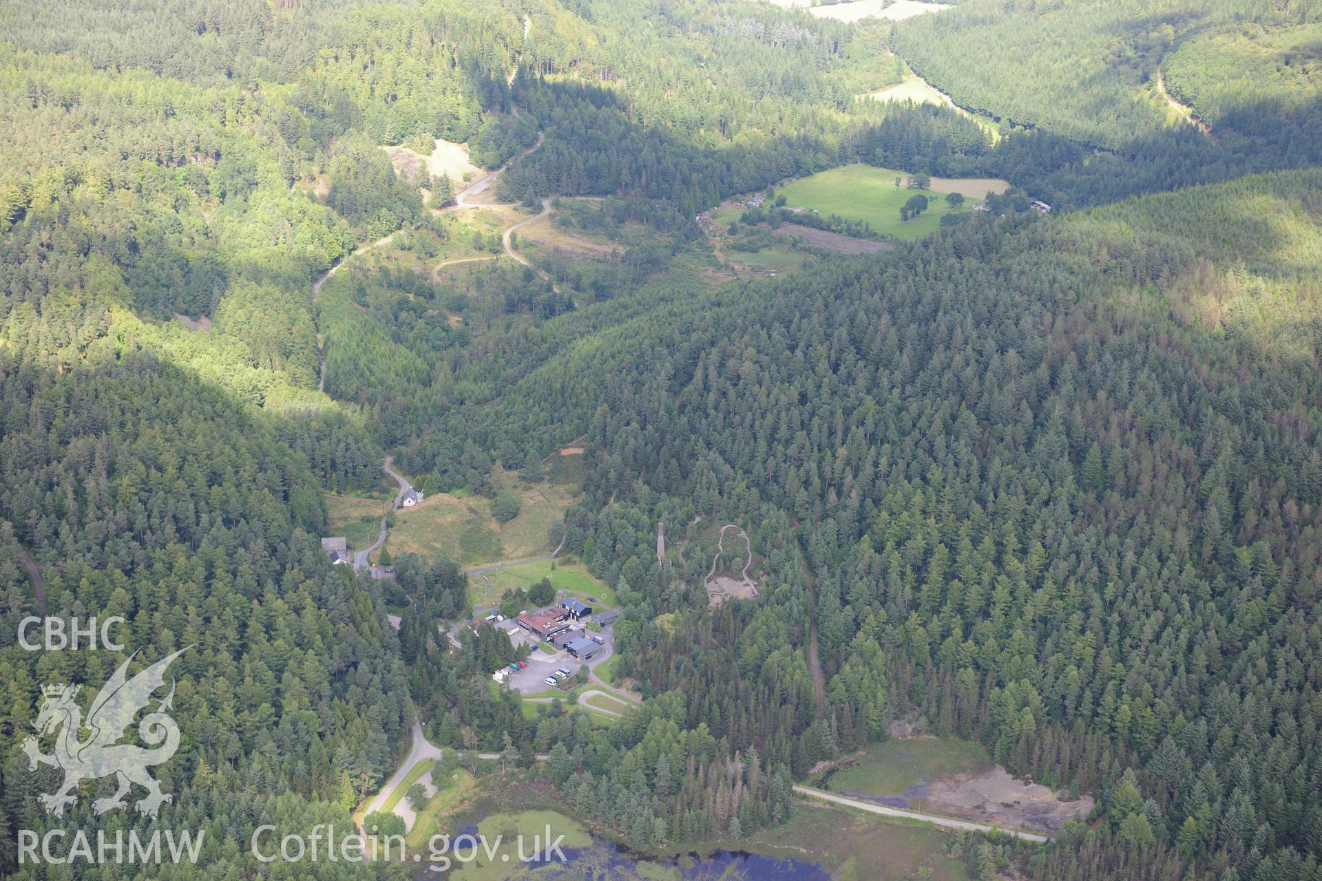 RCAHMW colour oblique photograph of Llanrwst Mine, viewed from the south-west. Taken by Toby Driver on 10/08/2012.