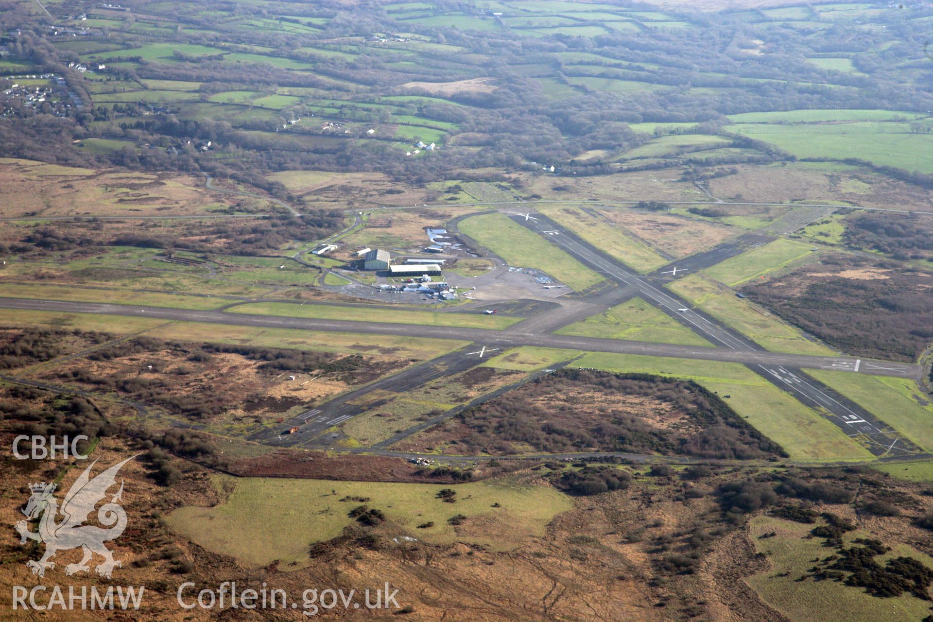 RCAHMW colour oblique photograph of Fairwood Common Aerodrome. Taken by Toby Driver on 02/02/2012.