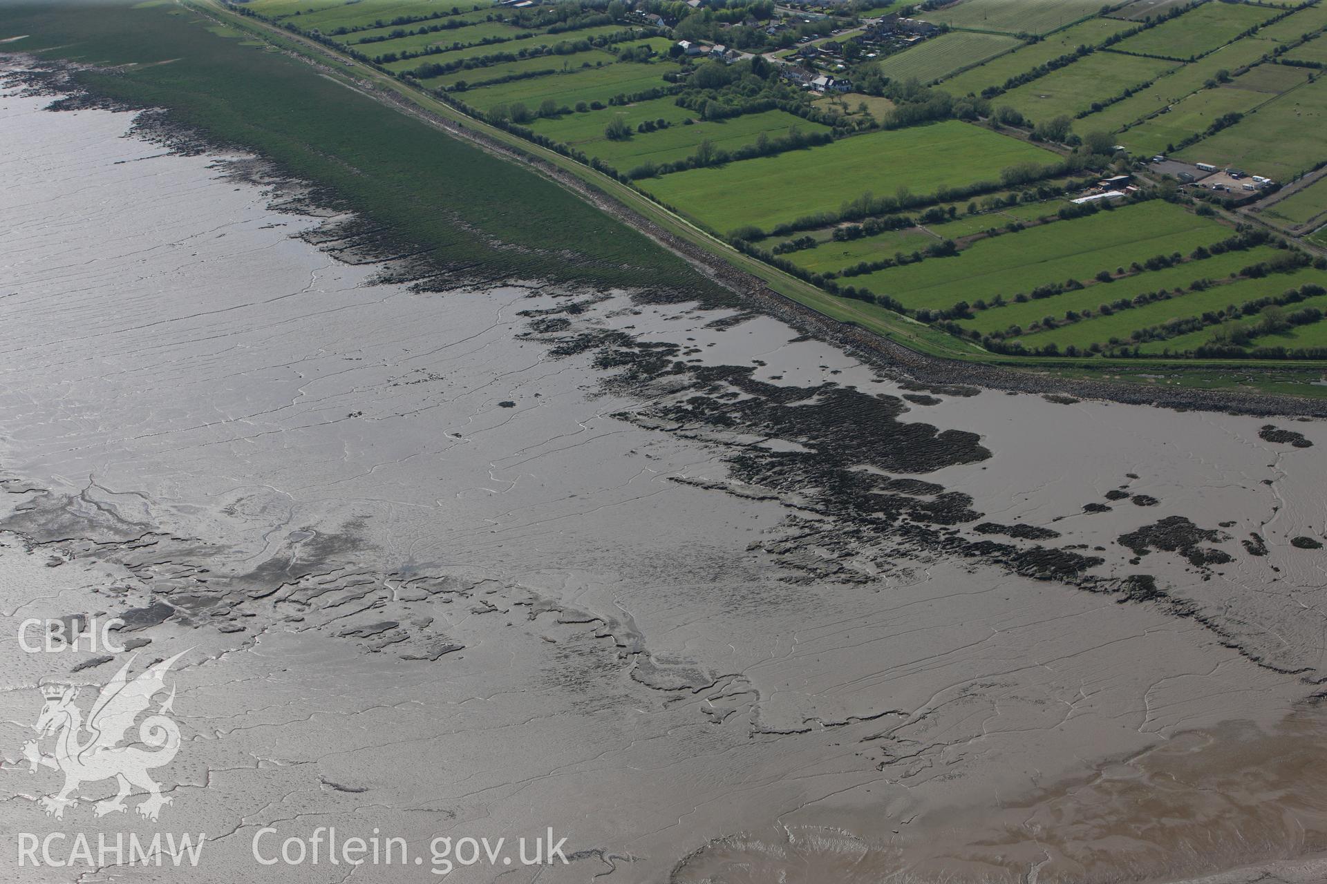 RCAHMW colour oblique photograph of Wentlooge Levels and intertidal area. Taken by Toby Driver on 22/05/2012.