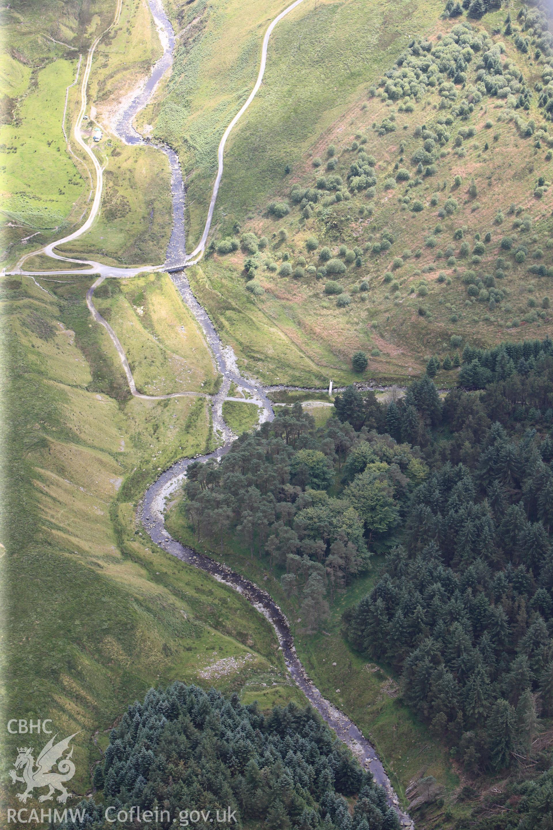 RCAHMW colour oblique photograph of Bryn Diliw Long Hut. Taken by Toby Driver on 27/07/2012.