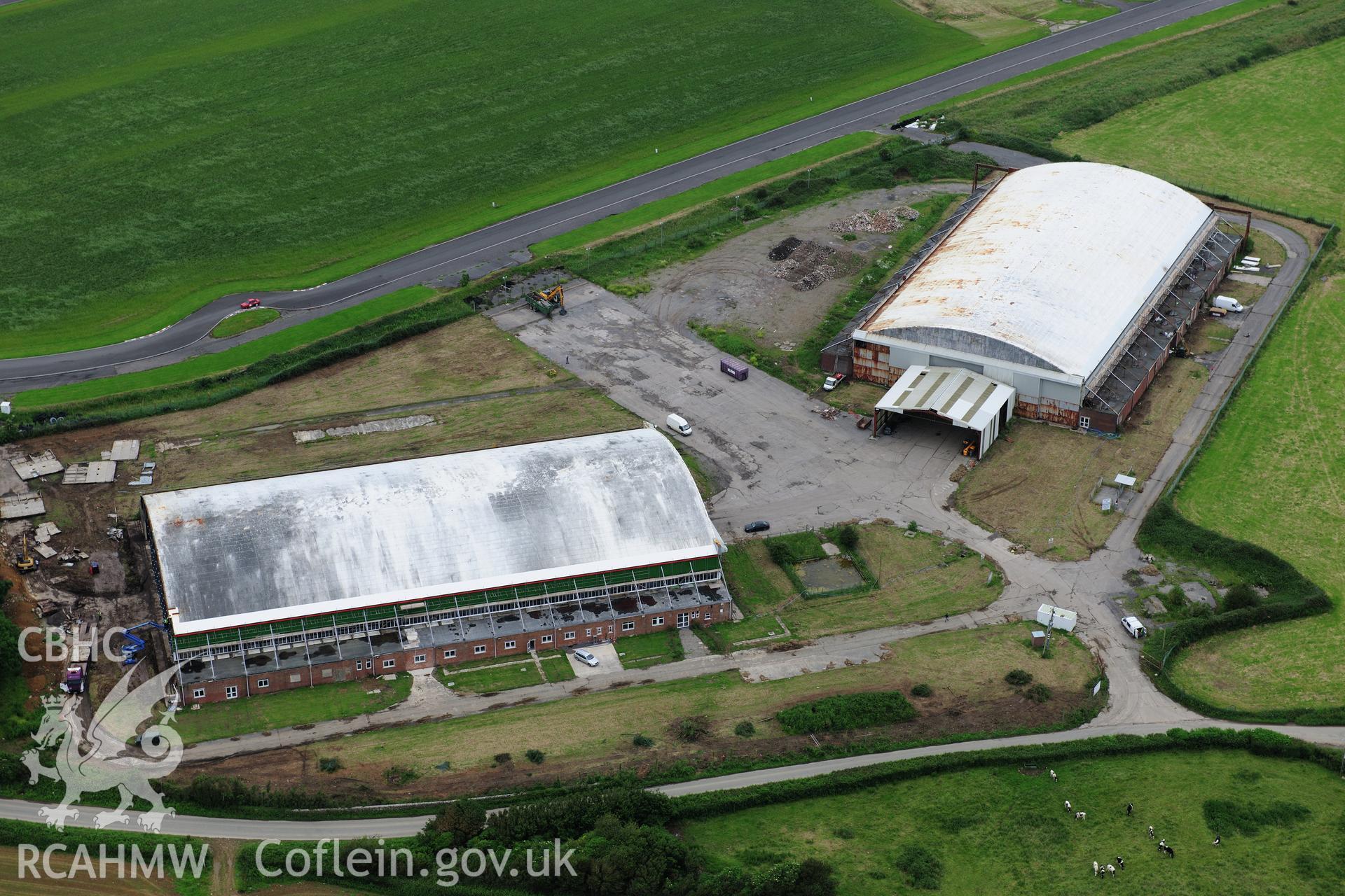 RCAHMW colour oblique photograph of Llandow Airfield 2012 National Eisteddfod. Taken by Toby Driver on 05/07/2012.