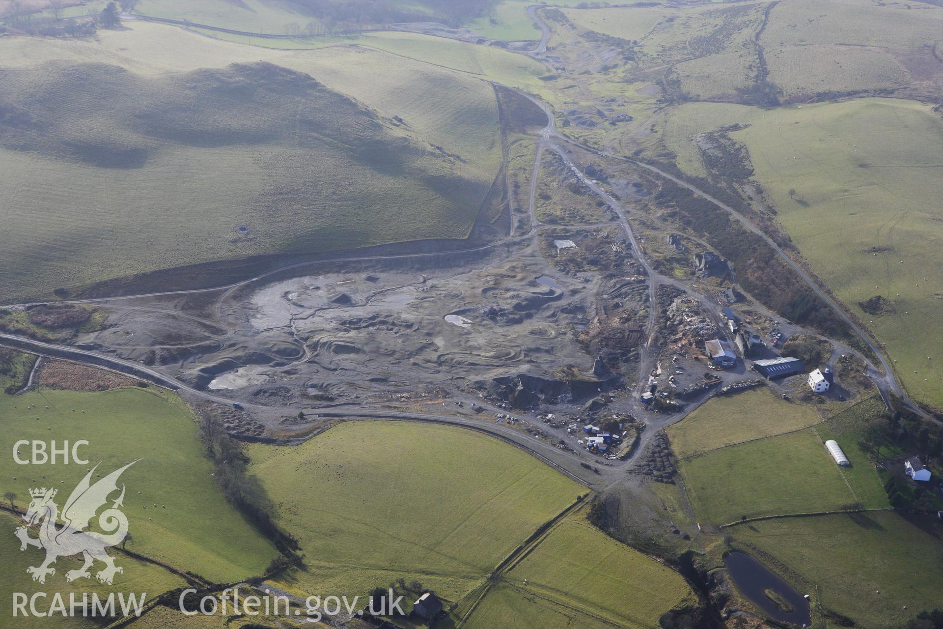 RCAHMW colour oblique photograph of Frongoch Lead Mine, View from North East. Taken by Toby Driver on 07/02/2012.