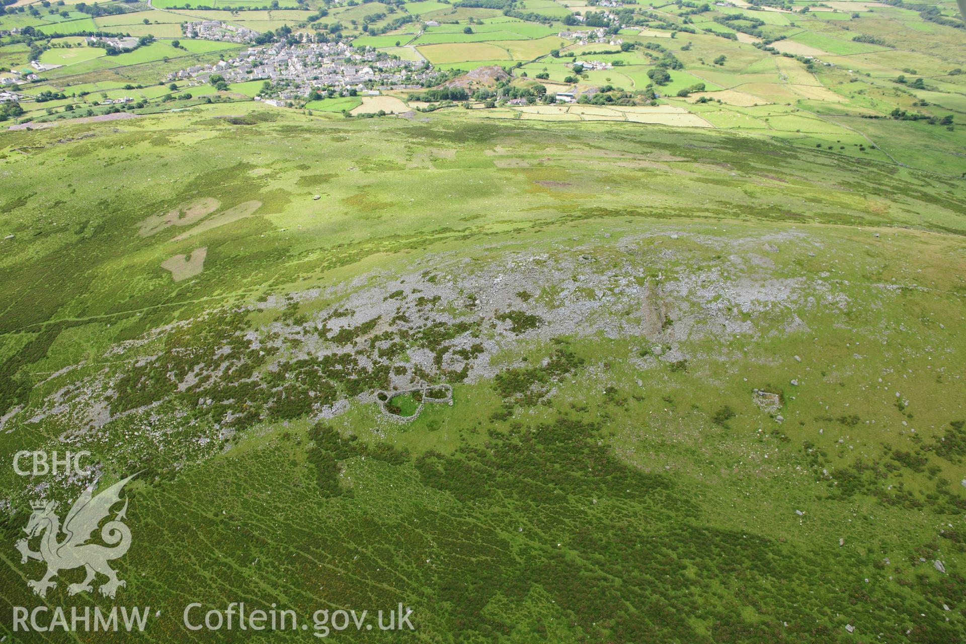 RCAHMW colour oblique photograph of Moel Faban settlement. Taken by Toby Driver on 10/08/2012.