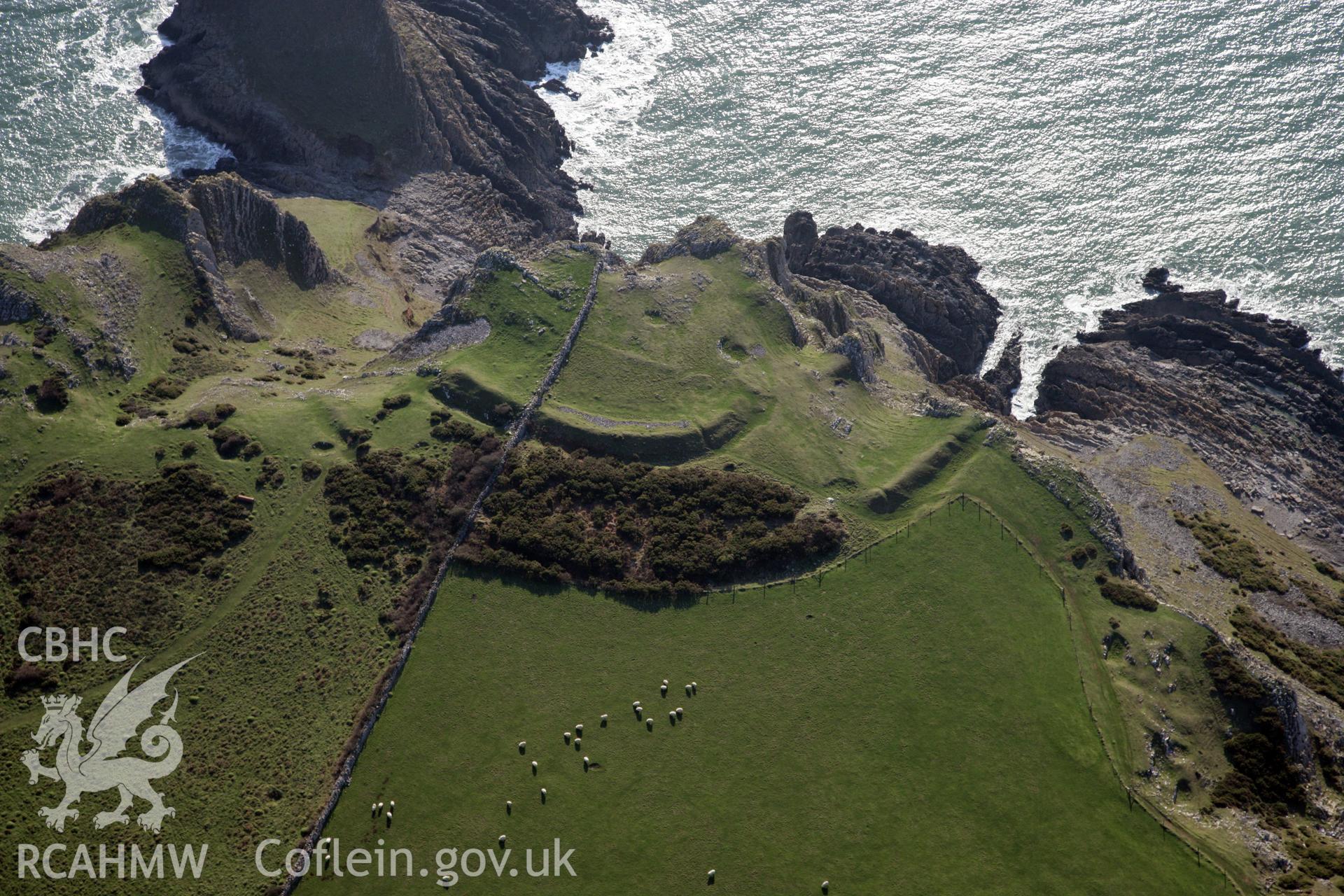 RCAHMW colour oblique photograph of Deborah's Hole Camp. Taken by Toby Driver on 02/02/2012.