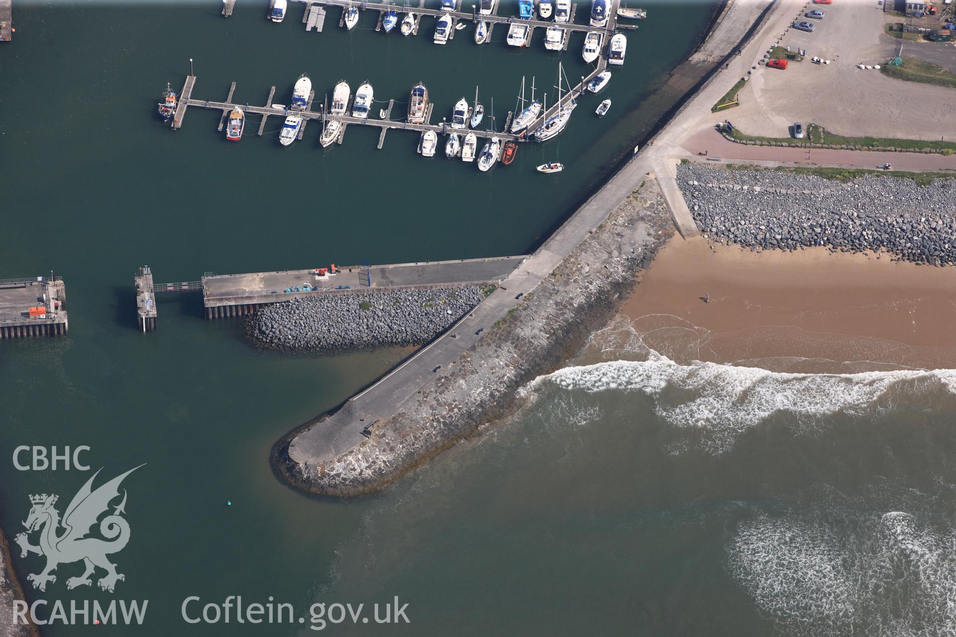 RCAHMW colour oblique photograph of Close view of Burry Port dock entrance, looking north. Taken by Toby Driver on 24/05/2012.