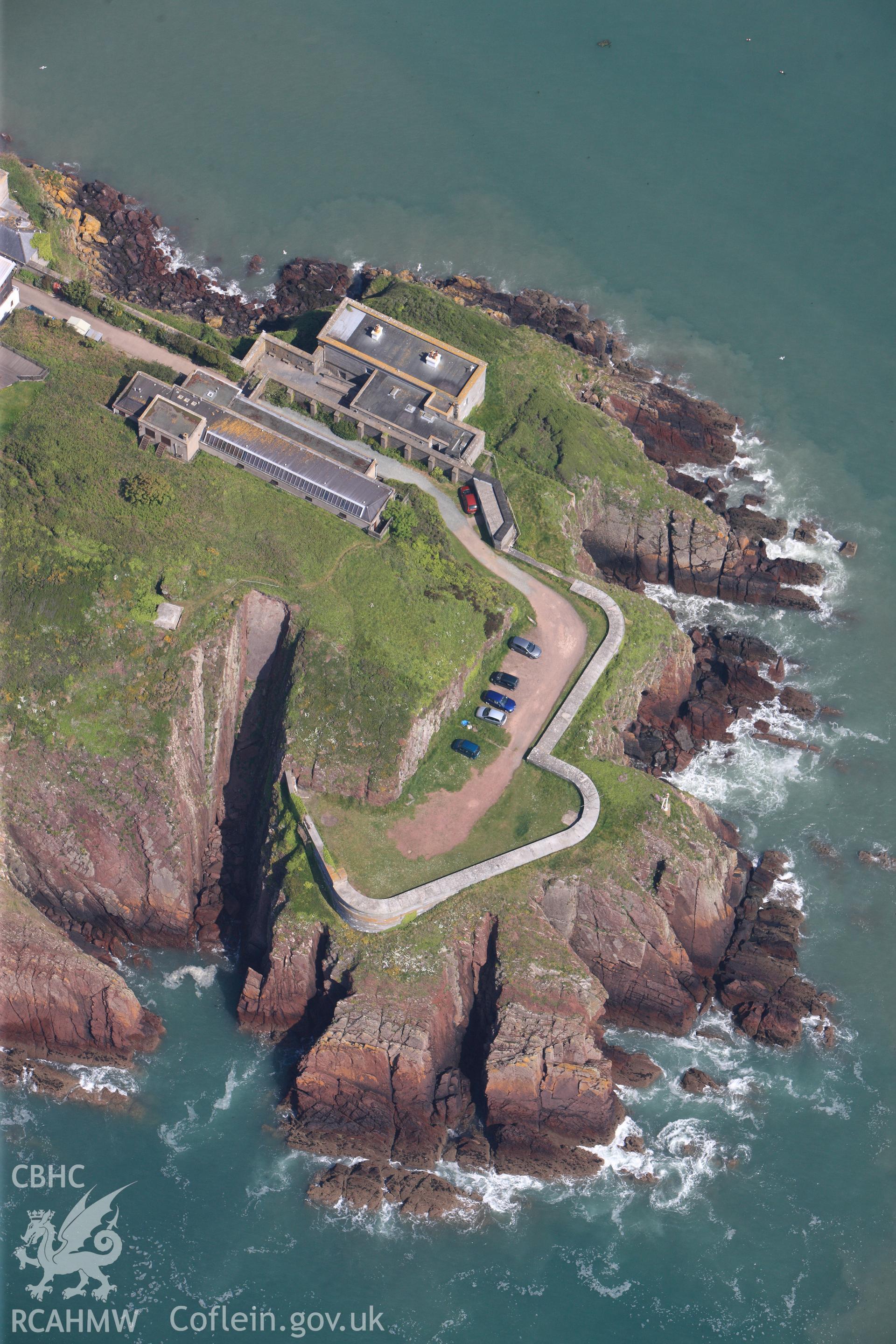 RCAHMW colour oblique photograph of General view of Dale Point promontory fort, looking north. Taken by Toby Driver on 24/05/2012.