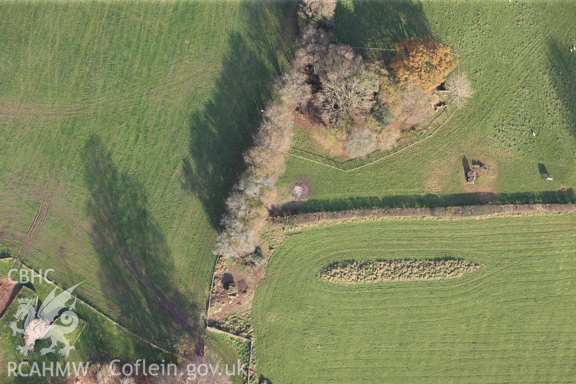 RCAHMW colour oblique photograph of Tinkinswood Stones. Taken by Toby Driver on 17/11/2011.