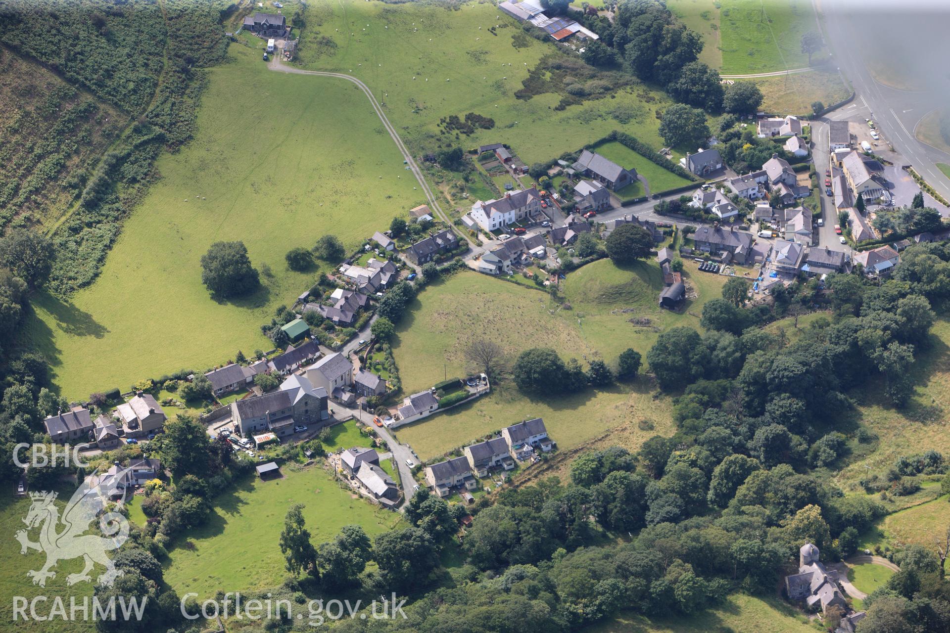 RCAHMW colour oblique photograph of Aber Castle, landscape view, from the east. Taken by Toby Driver on 10/08/2012.