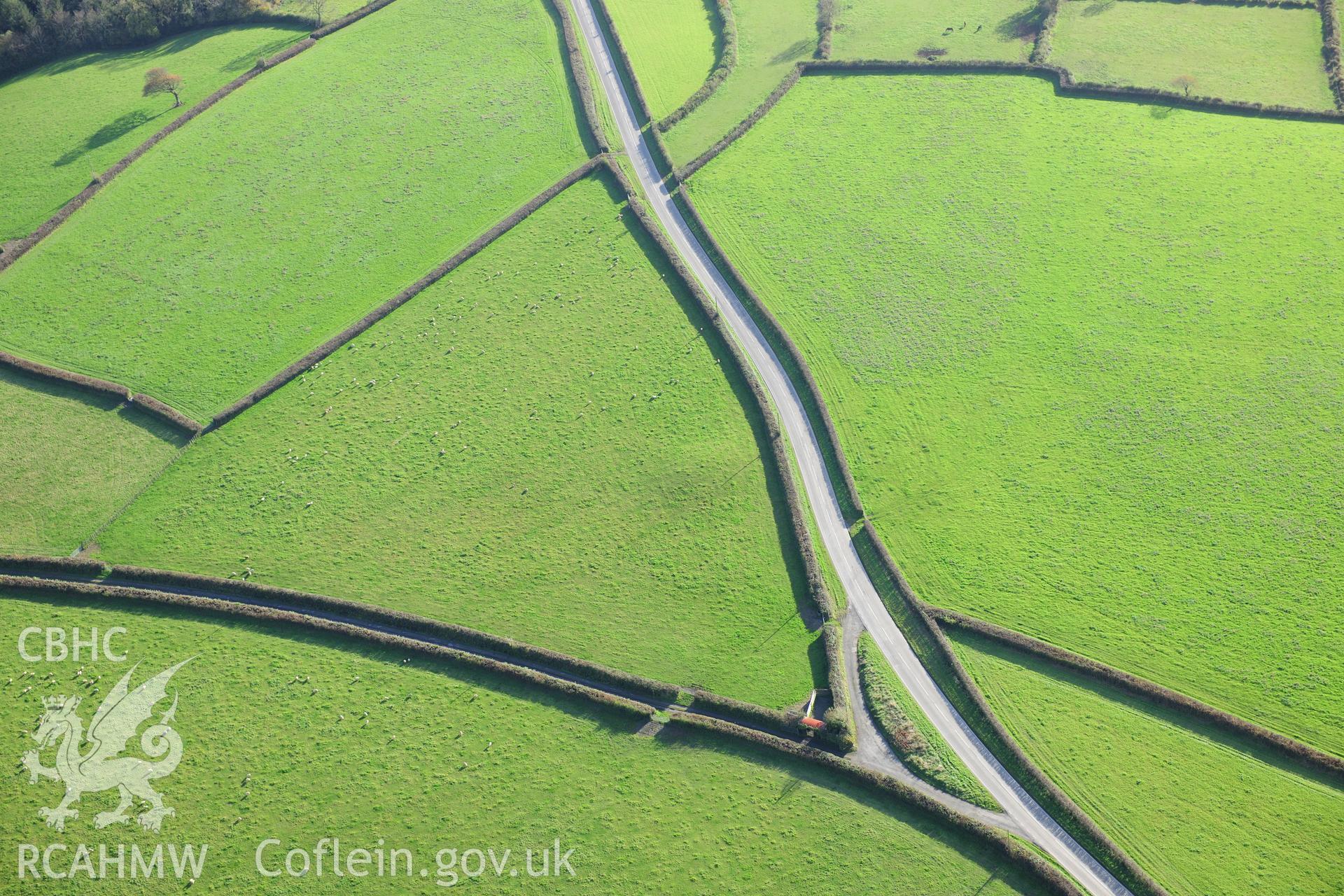 RCAHMW colour oblique photograph of Rhiwiau Round Barrow. Taken by Toby Driver on 26/10/2012.