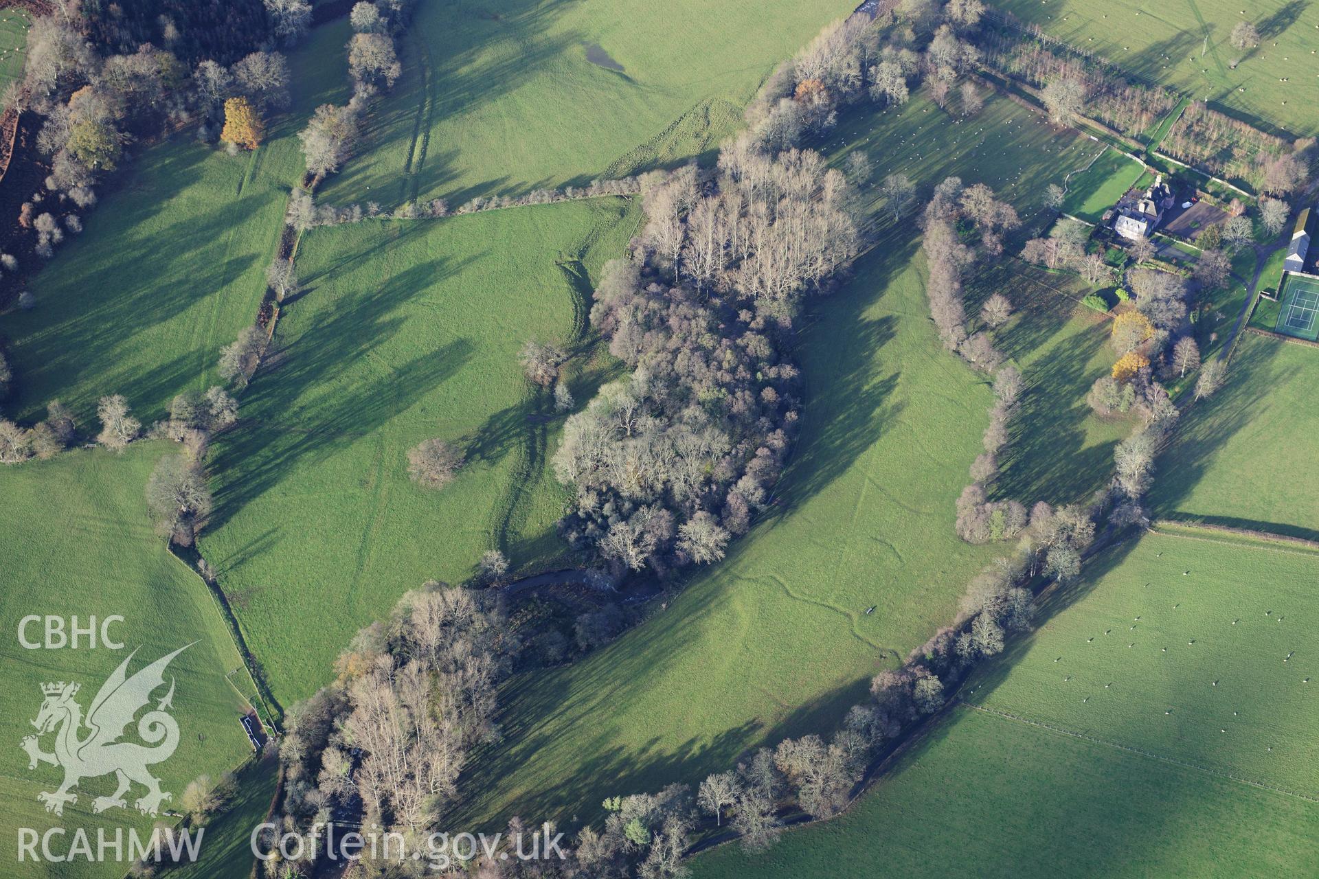 RCAHMW colour oblique photograph of Abercynrig, garden. Taken by Toby Driver on 23/11/2012.