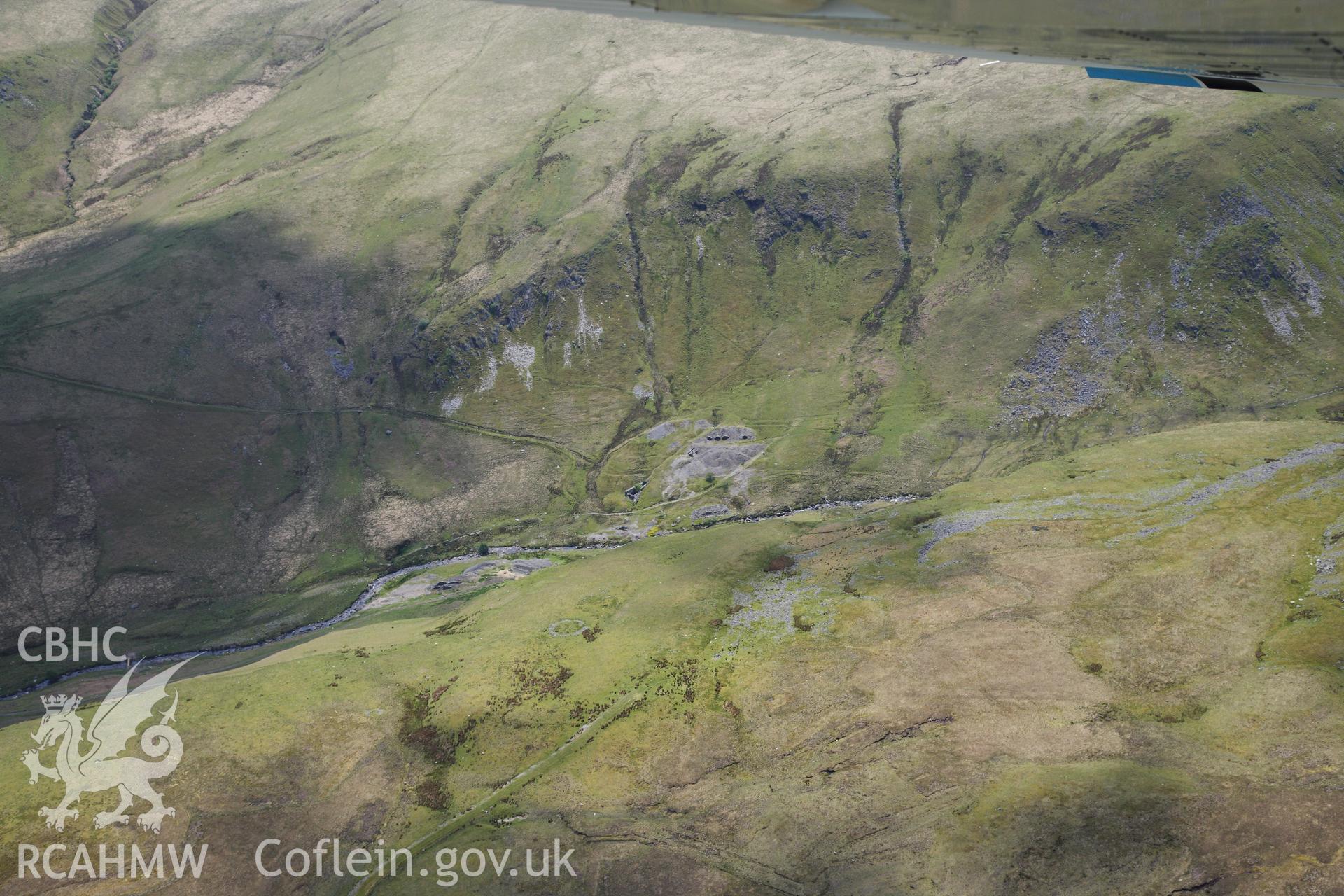 RCAHMW colour oblique photograph of Dalrhiw Lead Mine. Taken by Toby Driver on 28/05/2012.