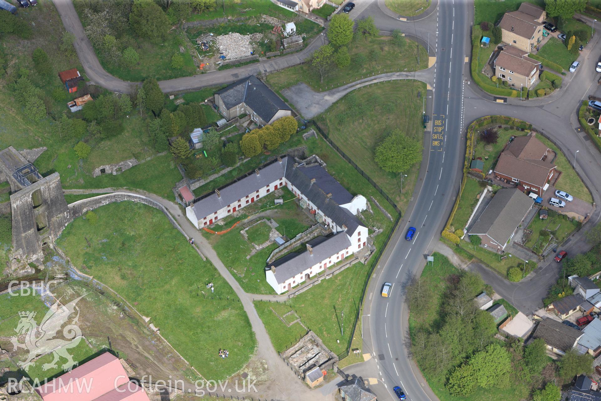 RCAHMW colour oblique photograph of Blaenavon Ironworks and Stack Square. Taken by Toby Driver on 22/05/2012.