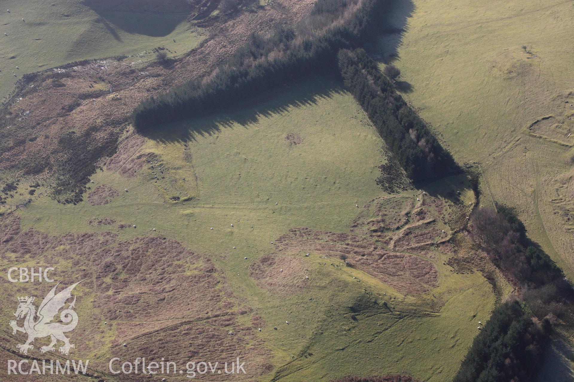 RCAHMW colour oblique photograph of Penlanscubor Farmstead, Troed Y Rhiw. Taken by Toby Driver on 07/02/2012.