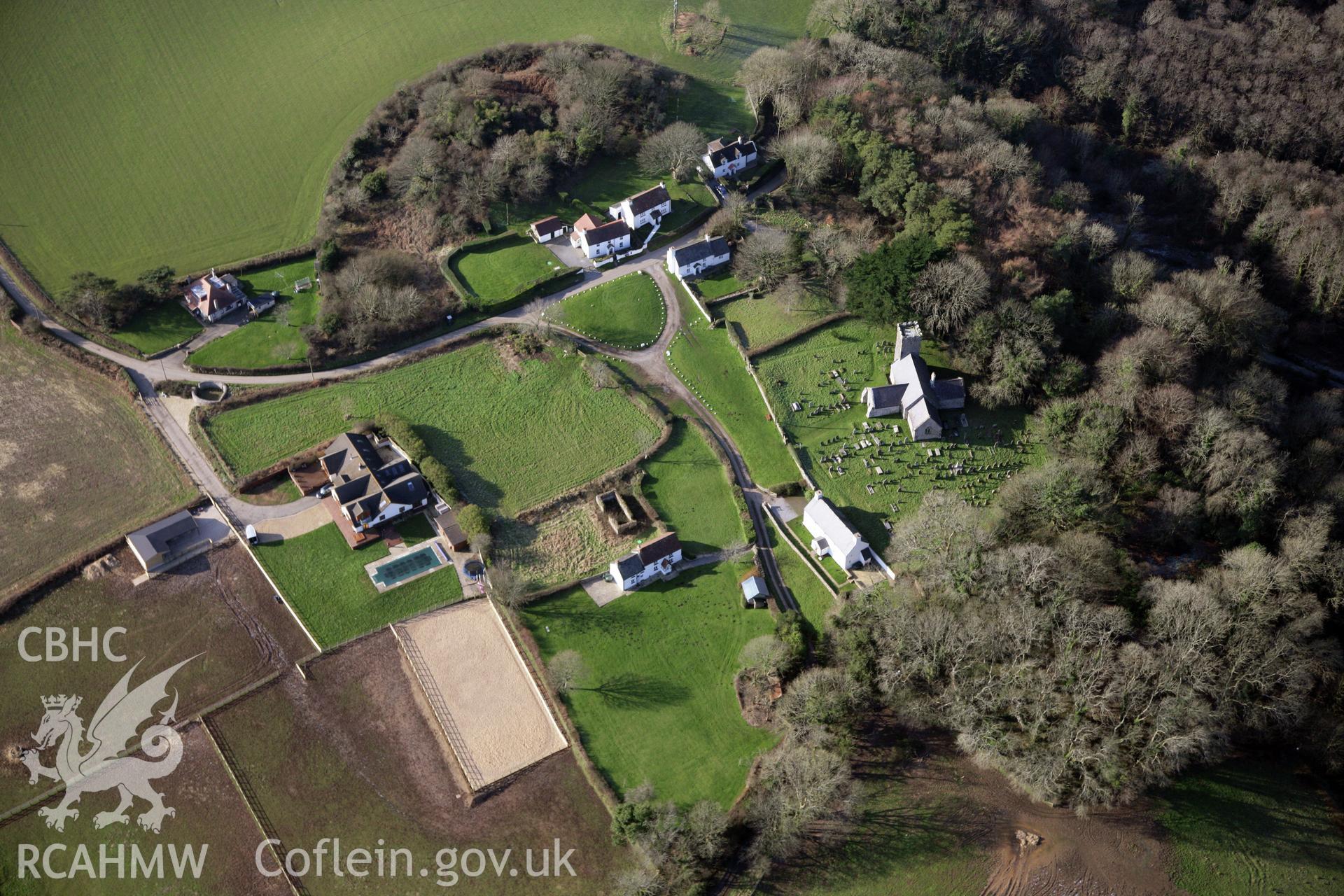 RCAHMW colour oblique photograph of Penrice Ringwork. Taken by Toby Driver on 02/02/2012.