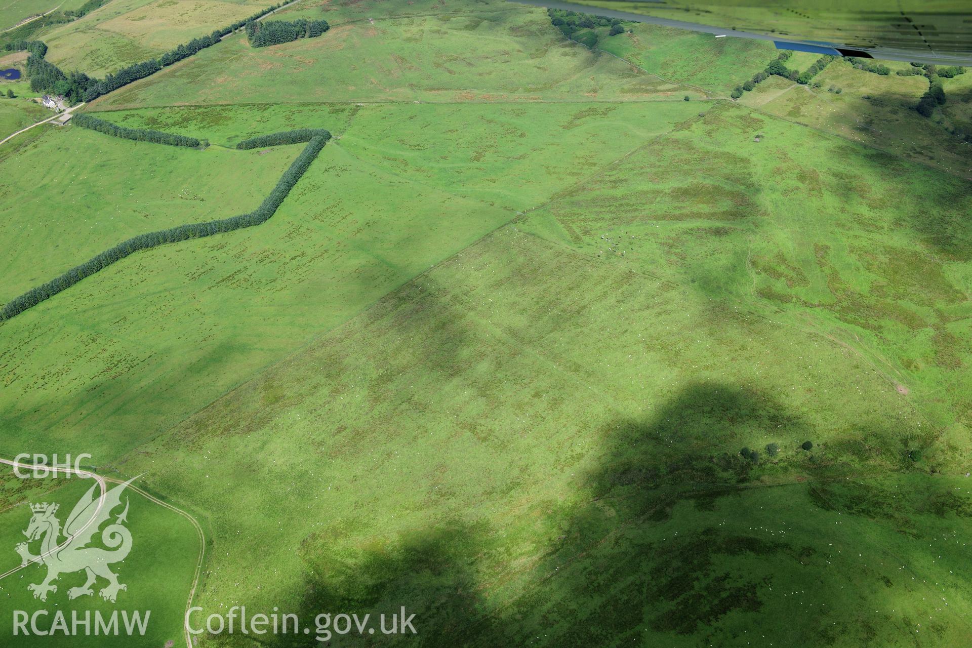 RCAHMW colour oblique photograph of Roman road between Pant-y-Milwyr and Hirrhhos. Taken by Toby Driver on 27/07/2012.