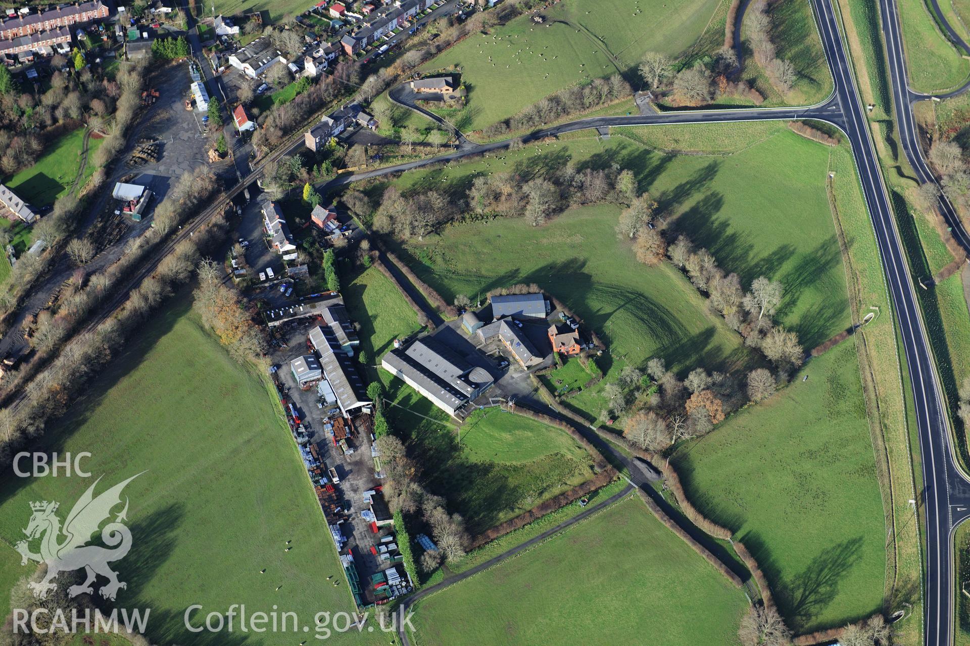 RCAHMW colour oblique photograph of Cwrt Llechryd. Taken by Toby Driver on 23/11/2012.