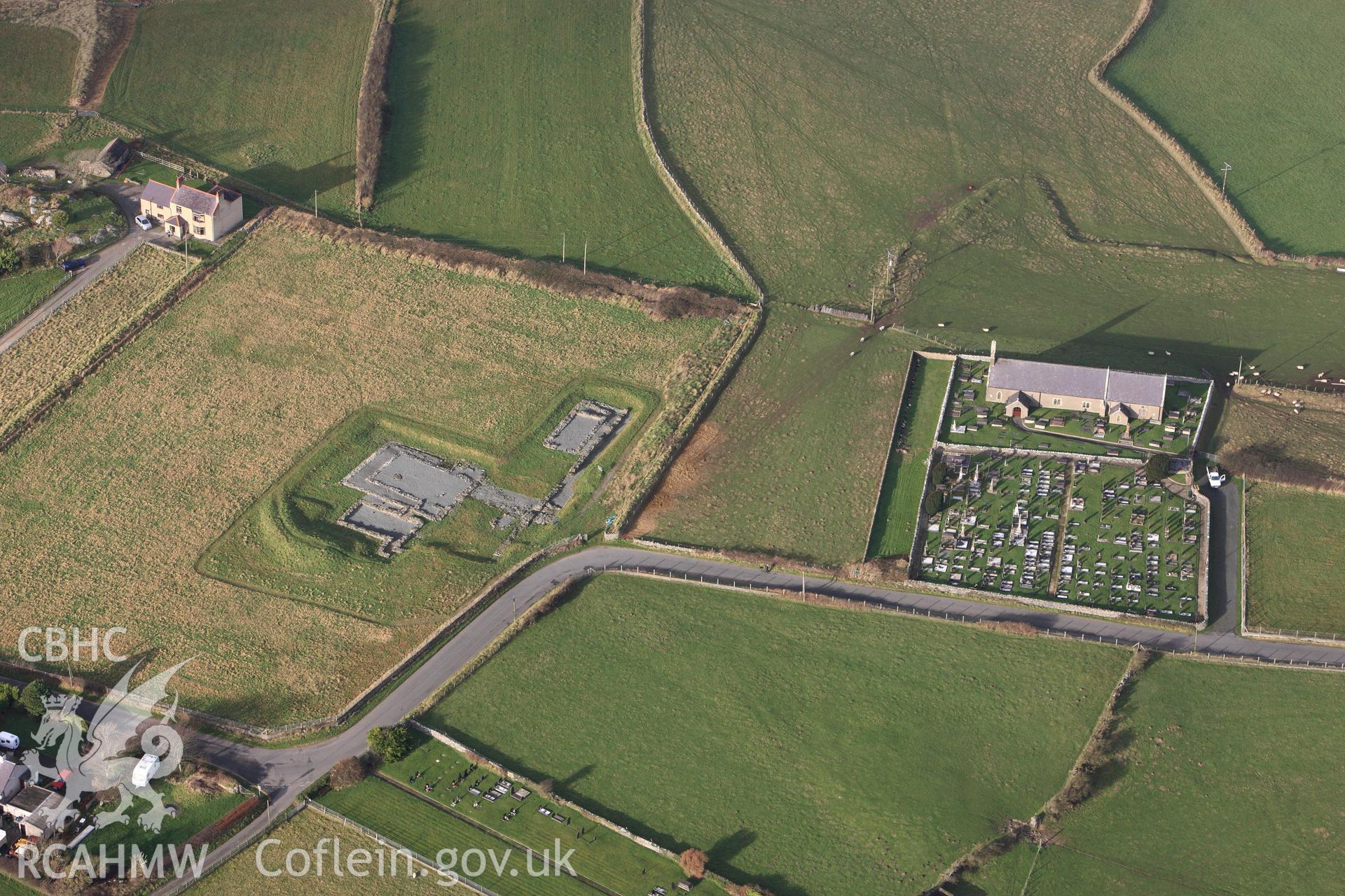 RCAHMW colour oblique photograph of Cae Llys, Rhosyr. Taken by Toby Driver on 13/01/2012.