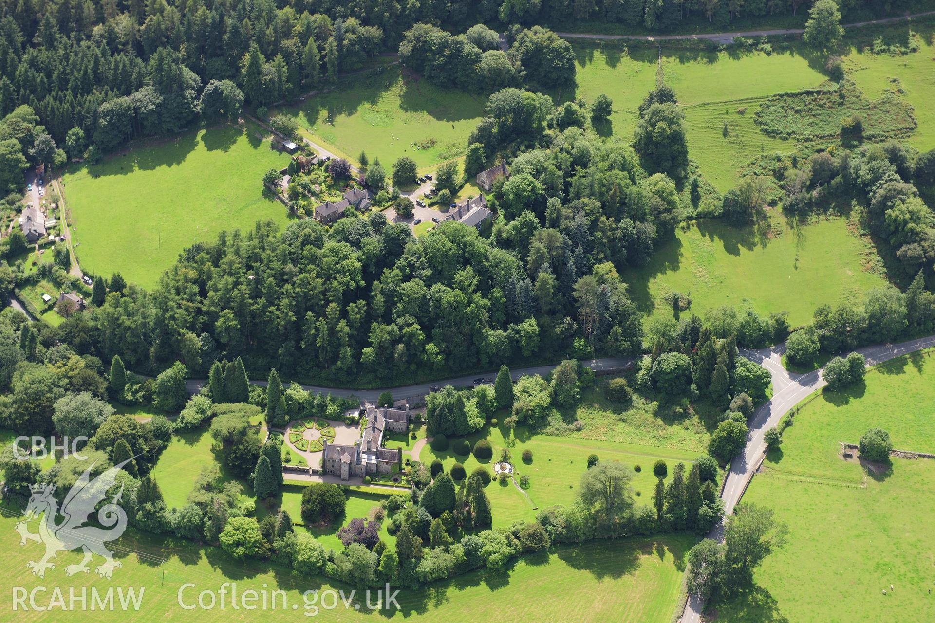 RCAHMW colour oblique photograph of Gwydir Castle, viewed from the north-east. Taken by Toby Driver on 10/08/2012.