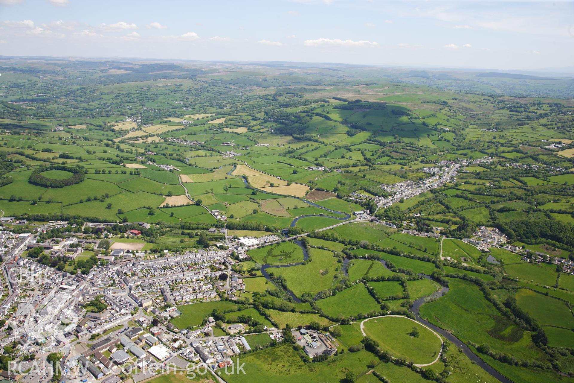 RCAHMW colour oblique photograph of Lampeter Town. Taken by Toby Driver on 28/05/2012.