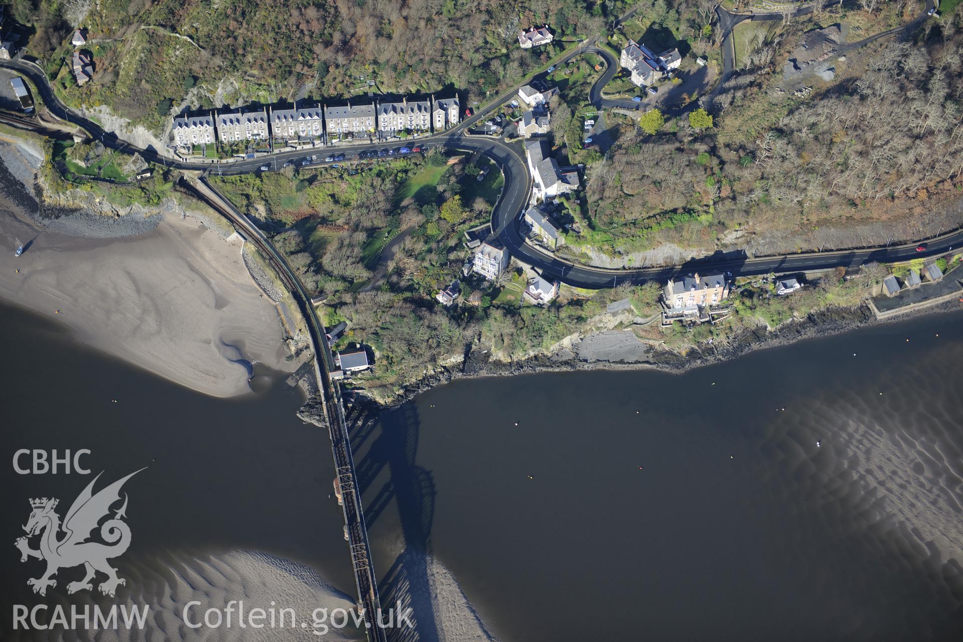 RCAHMW colour oblique photograph of Barmouth Railway Viaduct. Taken by Toby Driver on 10/12/2012.