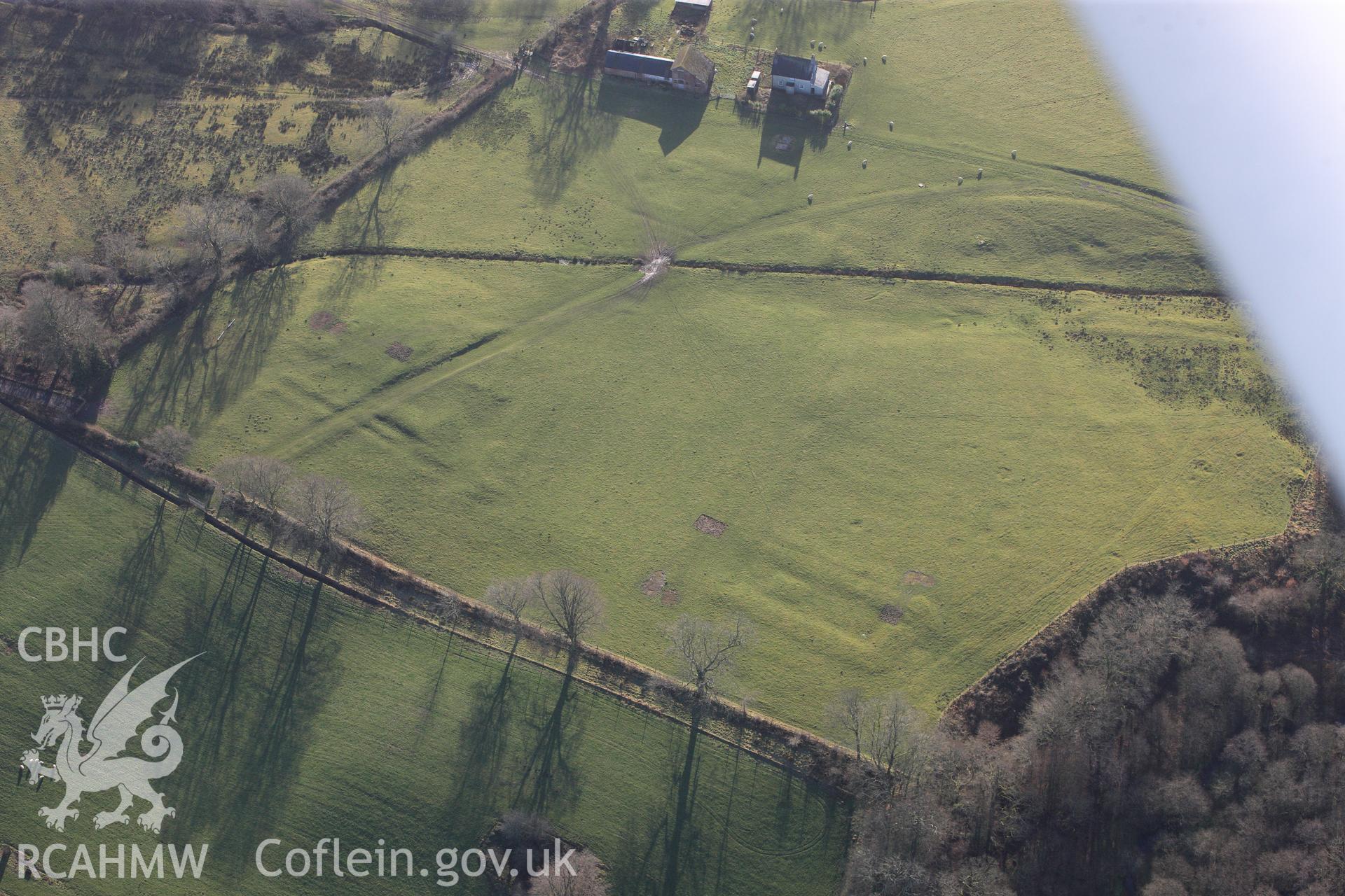 RCAHMW colour oblique photograph of Formal Garden, Middleton Hall, Llanarthney. Taken by Toby Driver on 27/01/2012.