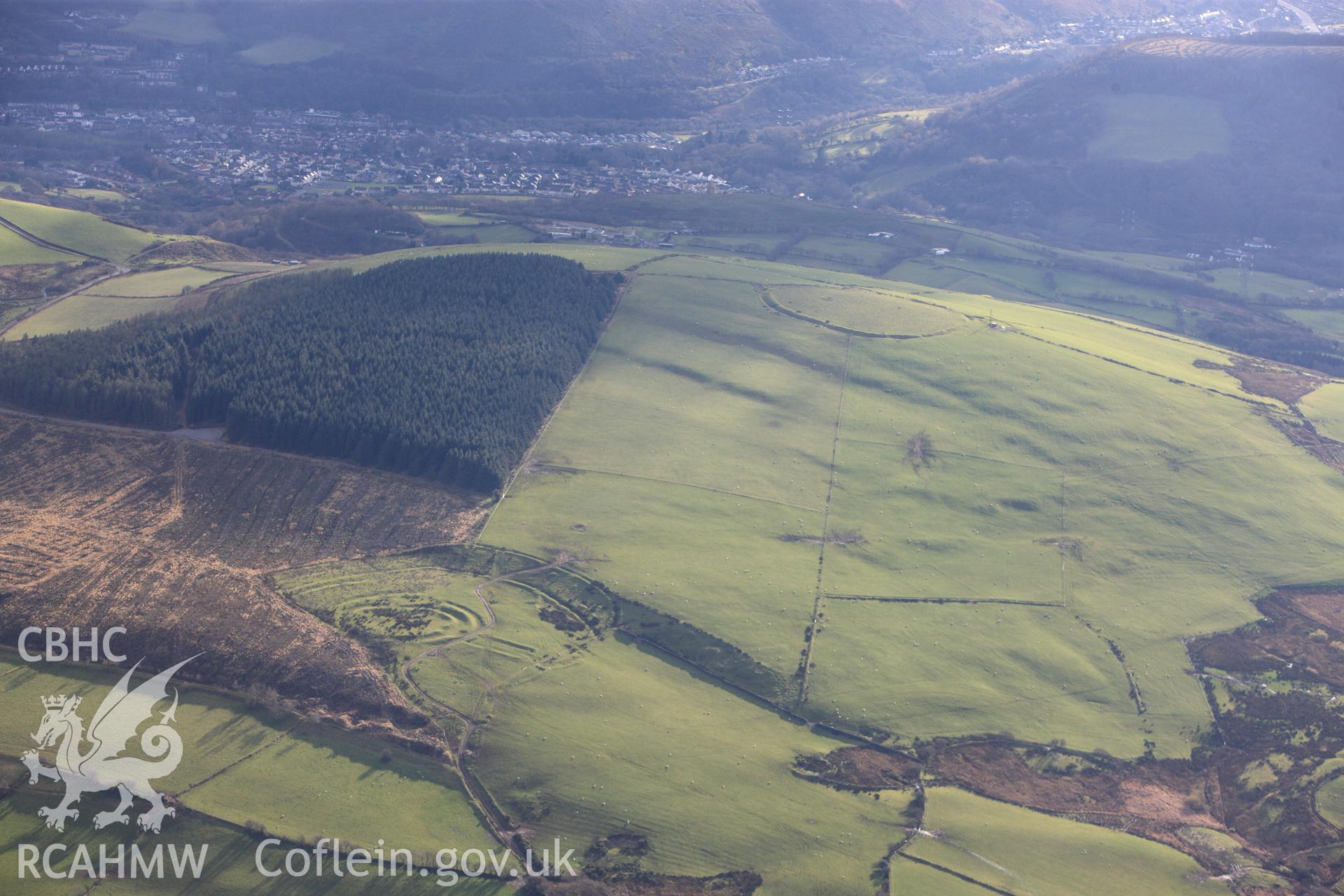 RCAHMW colour oblique photograph of Gaer Fawr, landscape from north. Taken by Toby Driver on 28/11/2012.