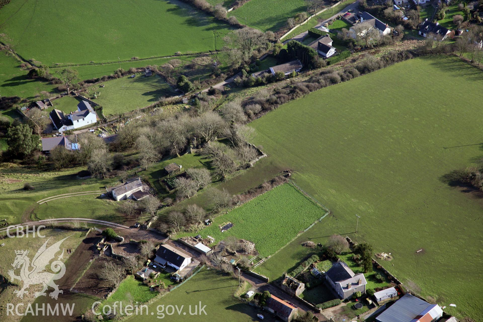 RCAHMW colour oblique photograph of Bovehill Castle. Taken by Toby Driver on 02/02/2012.