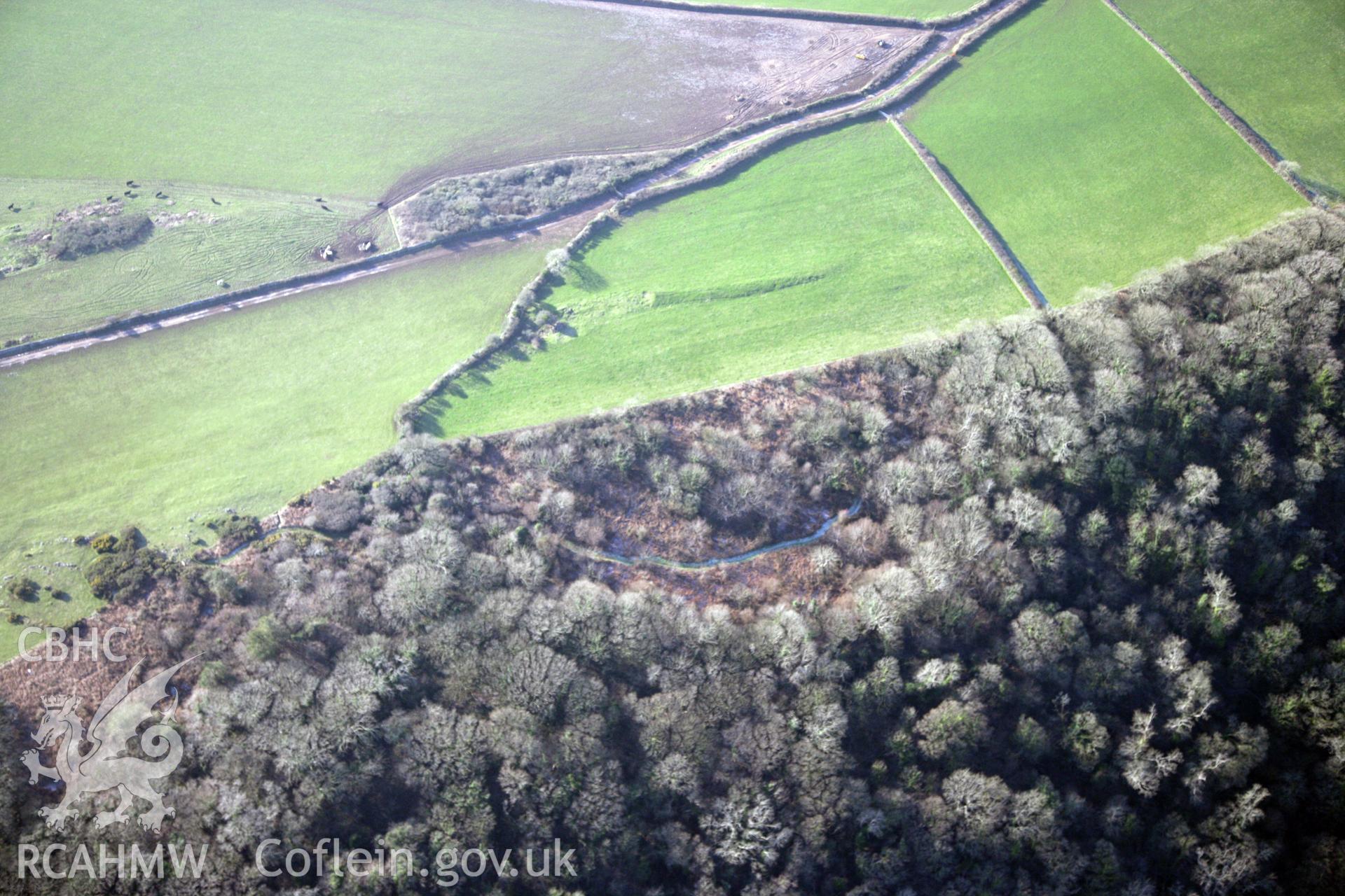 RCAHMW colour oblique photograph of S-E of St Illtud's Church, Oxwich. Taken by Toby Driver on 02/02/2012.