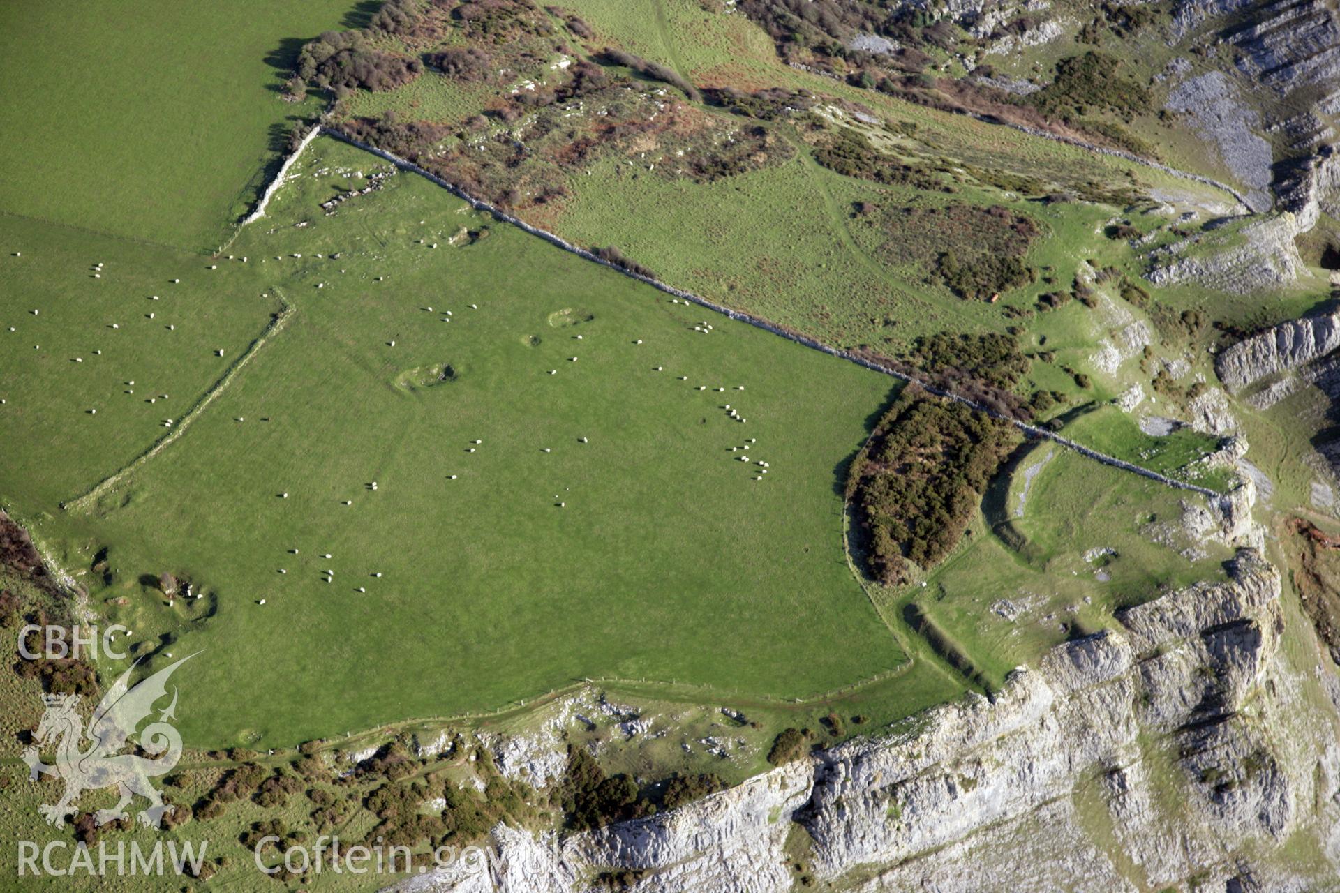 RCAHMW colour oblique photograph of Deborah's Hole Camp. Taken by Toby Driver on 02/02/2012.