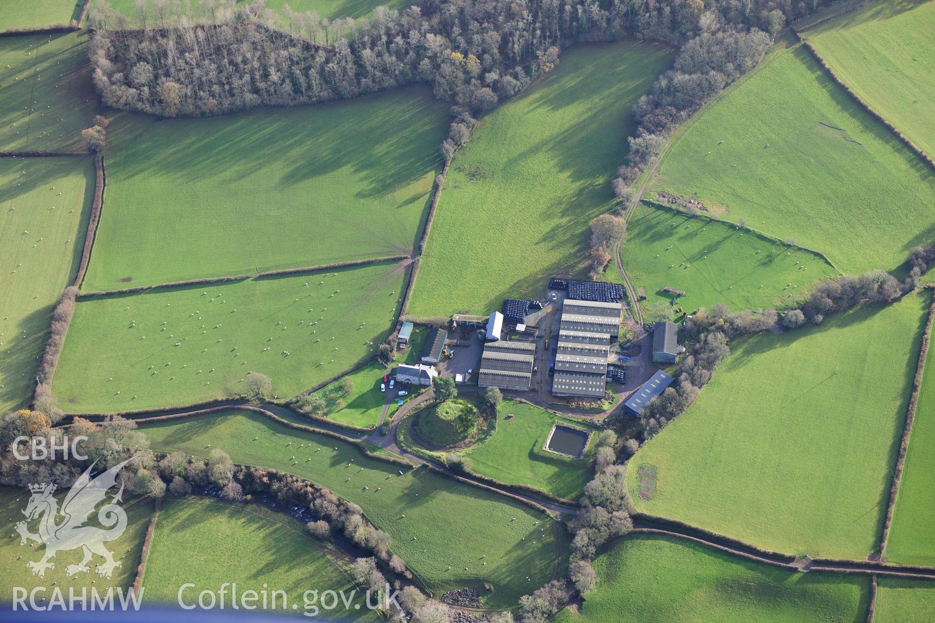 RCAHMW colour oblique photograph of Cilwhybert Castle Mound. Taken by Toby Driver on 23/11/2012.