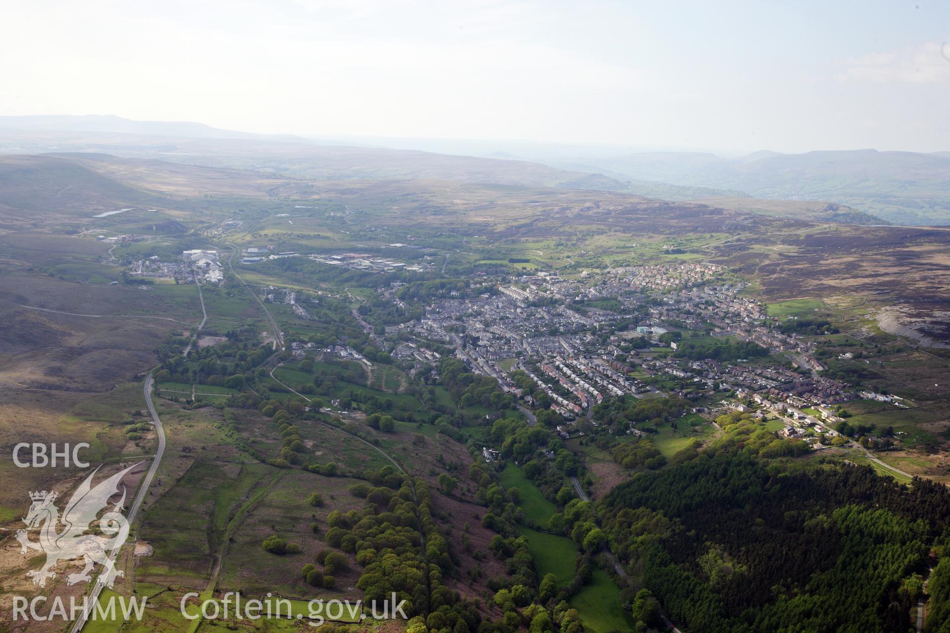 RCAHMW colour oblique photograph of Blaenavon, town, general view from south-east. Taken by Toby Driver on 22/05/2012.