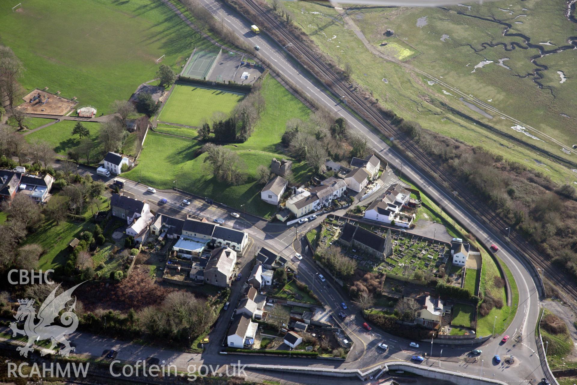 RCAHMW colour oblique photograph of Lougher Roman Fort. Taken by Toby Driver on 02/02/2012.