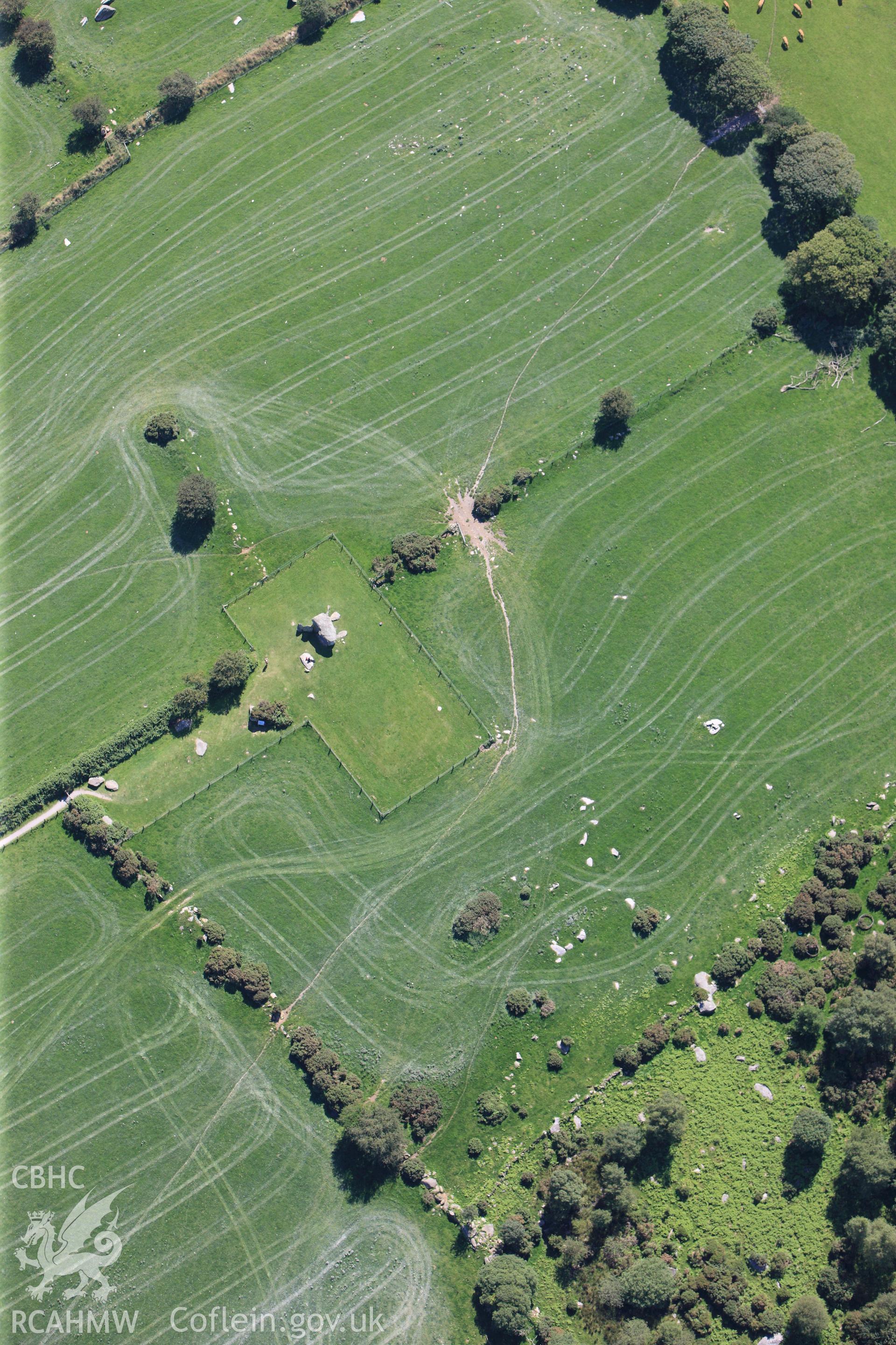 RCAHMW colour oblique photograph of Pentre-Ifan chambered tomb. Taken by Toby Driver on 27/07/2012.