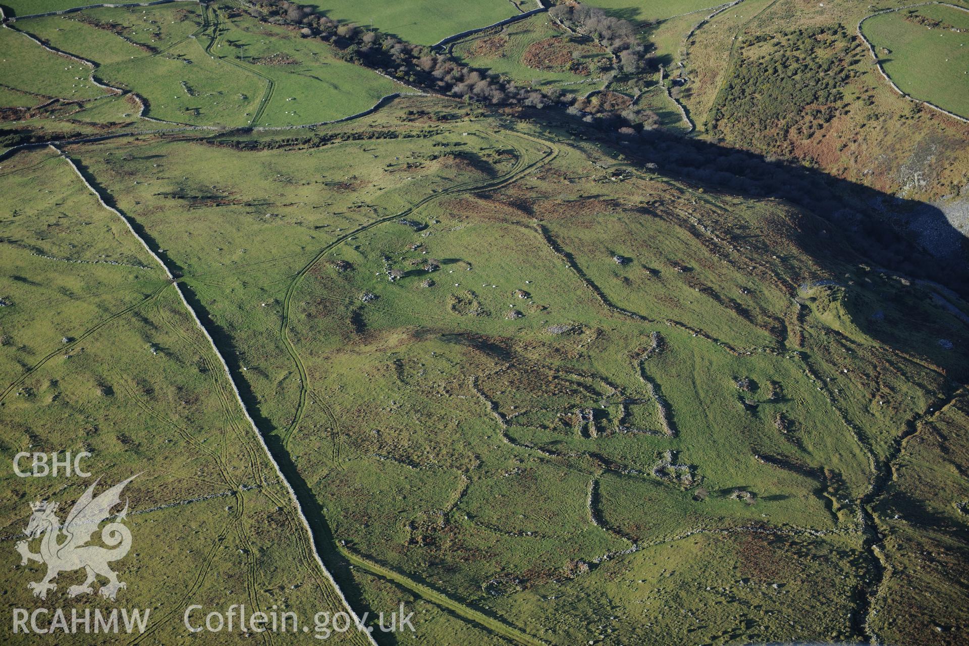 RCAHMW colour oblique photograph of Mynydd Egryn, settlement and field system. Taken by Toby Driver on 10/12/2012.