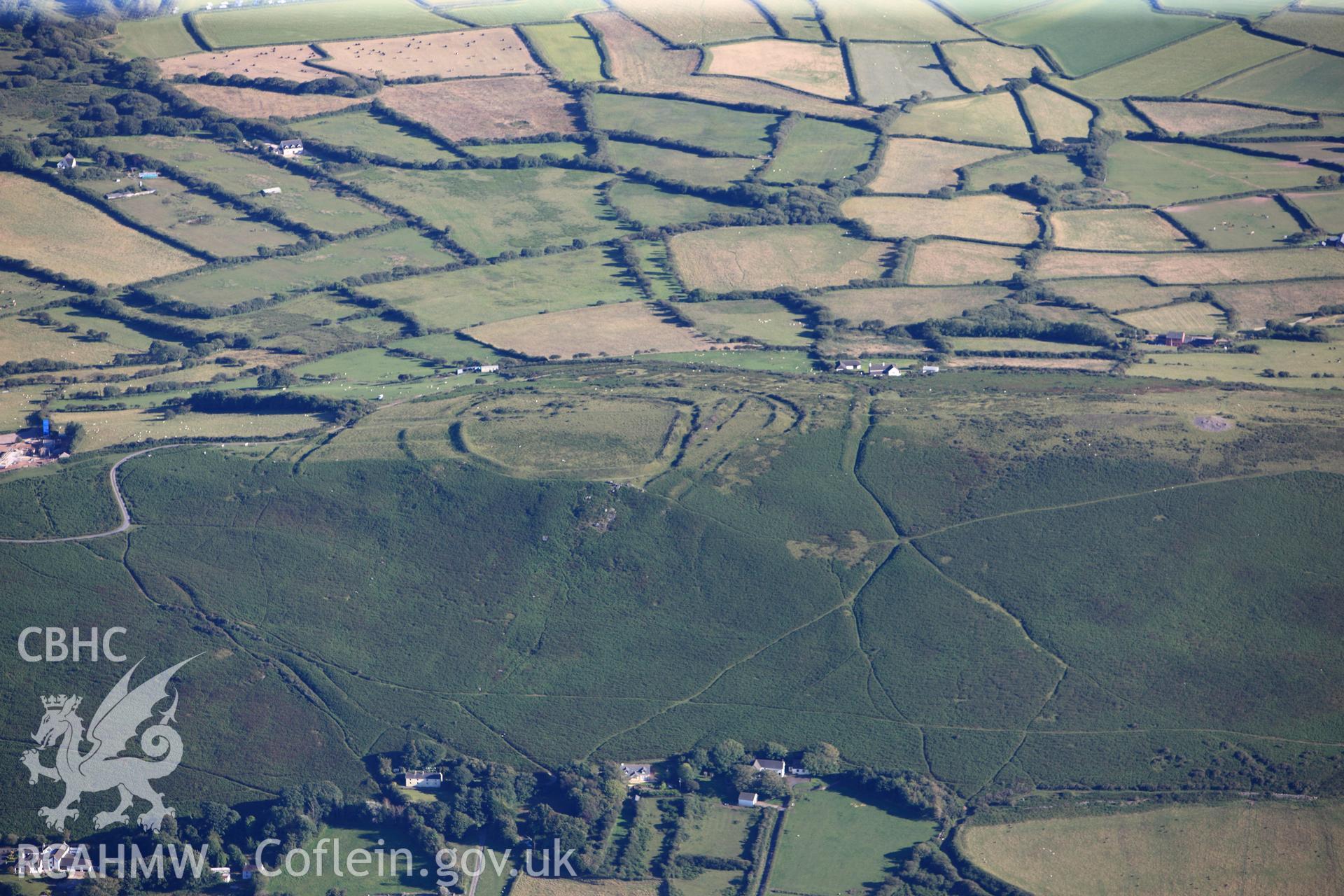 RCAHMW colour oblique photograph of The Bulwark, Llanmadoc Hill. Taken by Toby Driver on 24/07/2012.