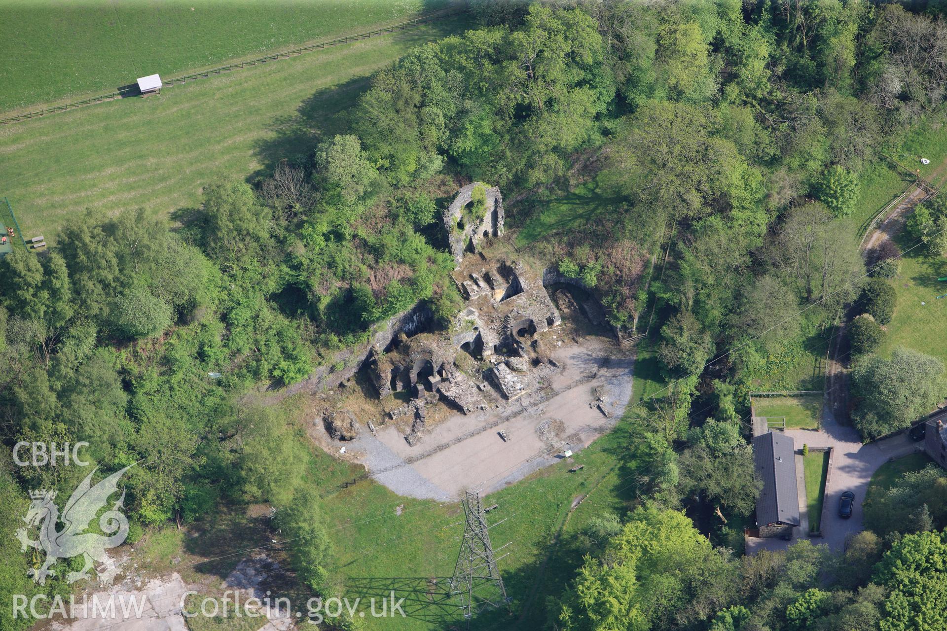 RCAHMW colour oblique photograph of Clydach Ironworks, Clydach. Taken by Toby Driver on 22/05/2012.