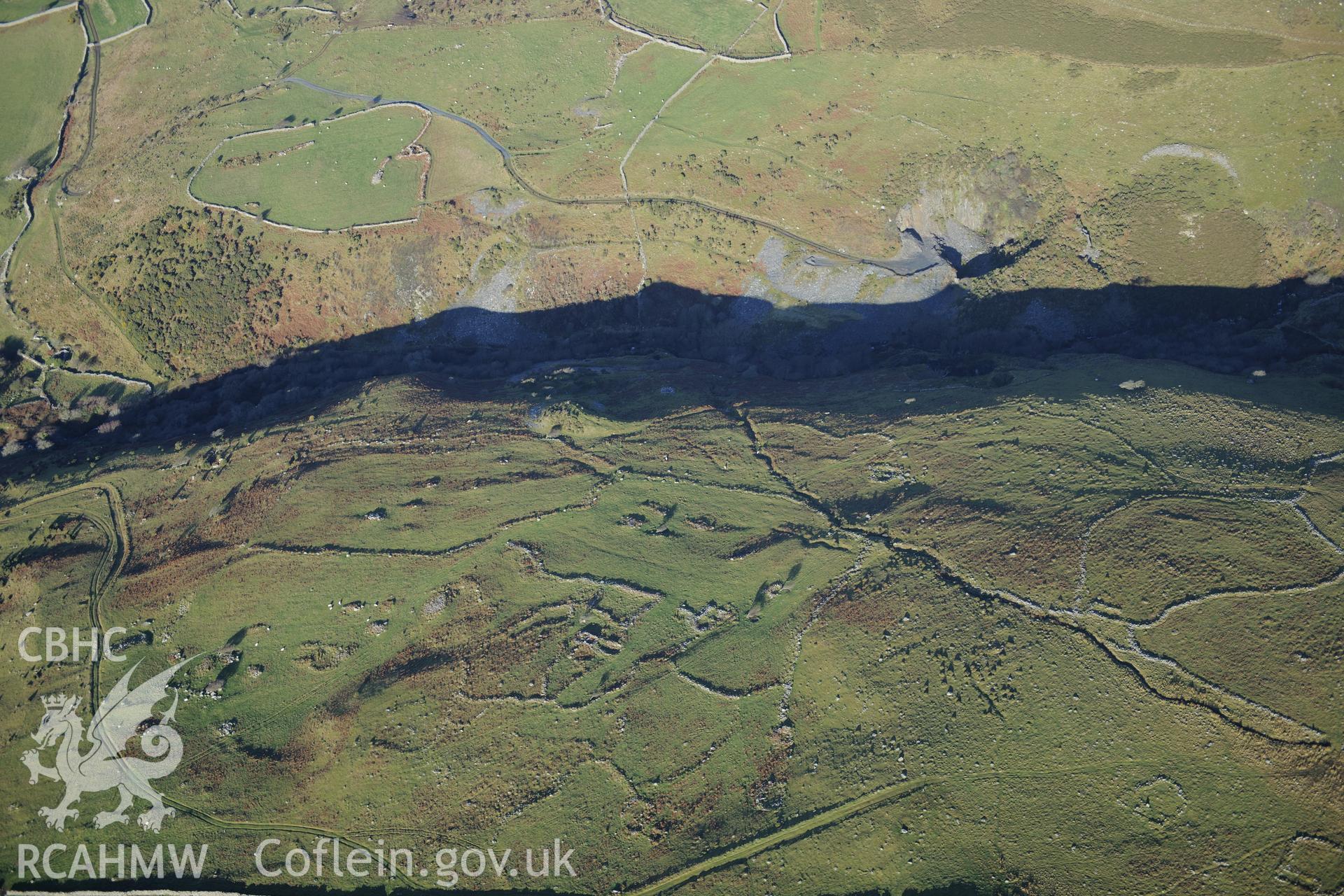 RCAHMW colour oblique photograph of Mynydd Egryn, settlement and field system. Taken by Toby Driver on 10/12/2012.