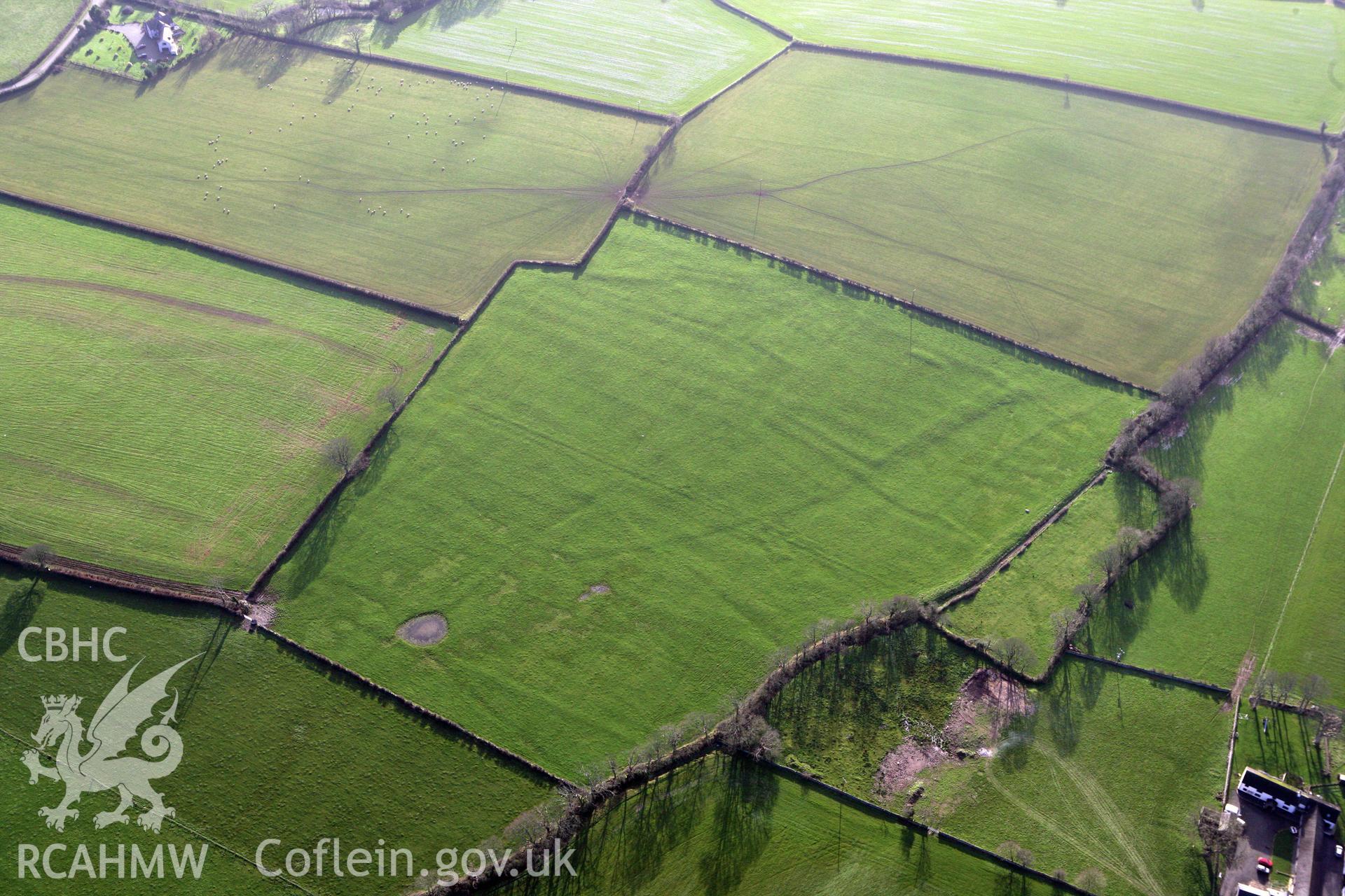 RCAHMW colour oblique photograph of Tai Cochion field system and settlement earthworks. Taken by Toby Driver on 13/01/2012.