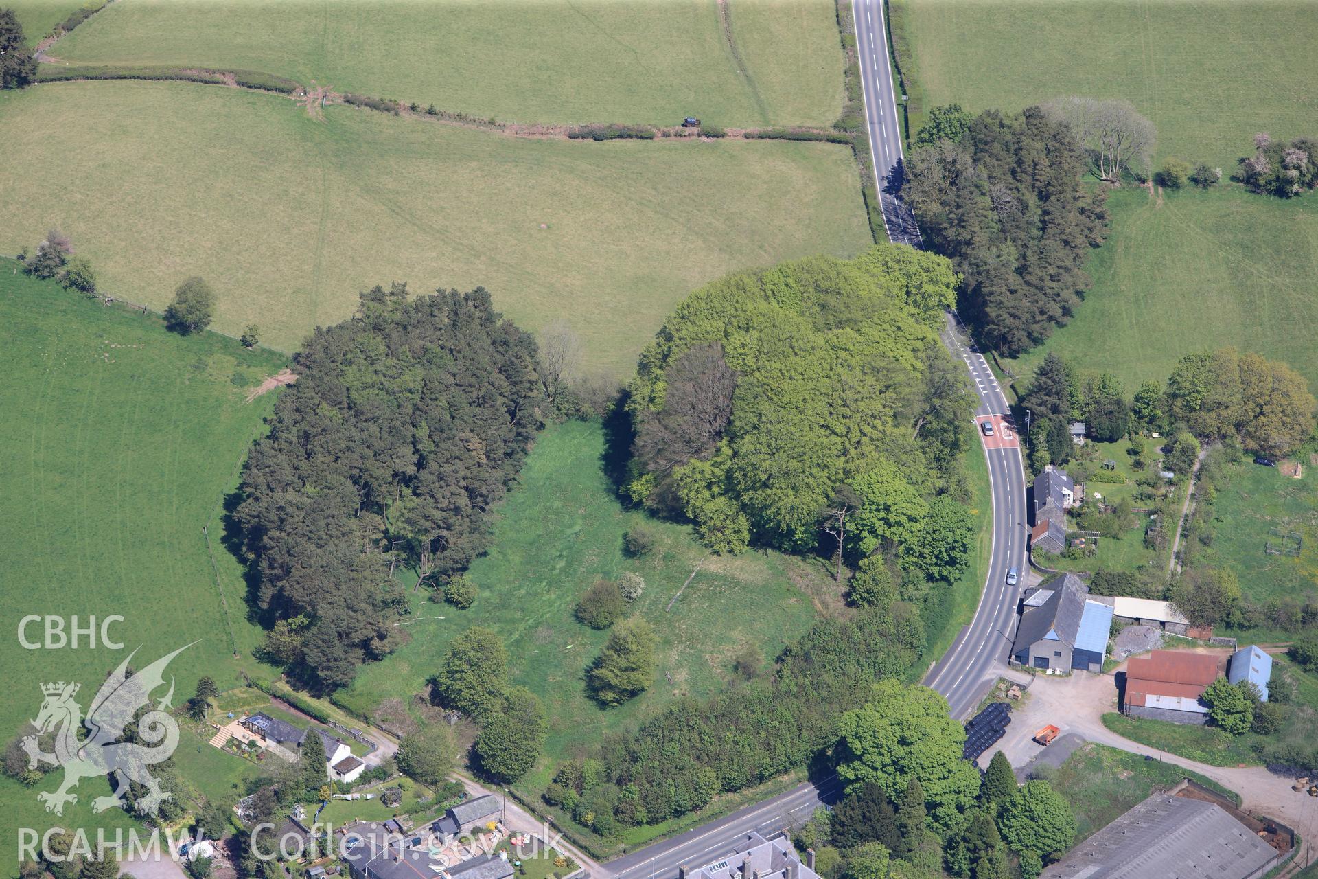 RCAHMW colour oblique photograph of Trecastle Motte. Taken by Toby Driver on 22/05/2012.