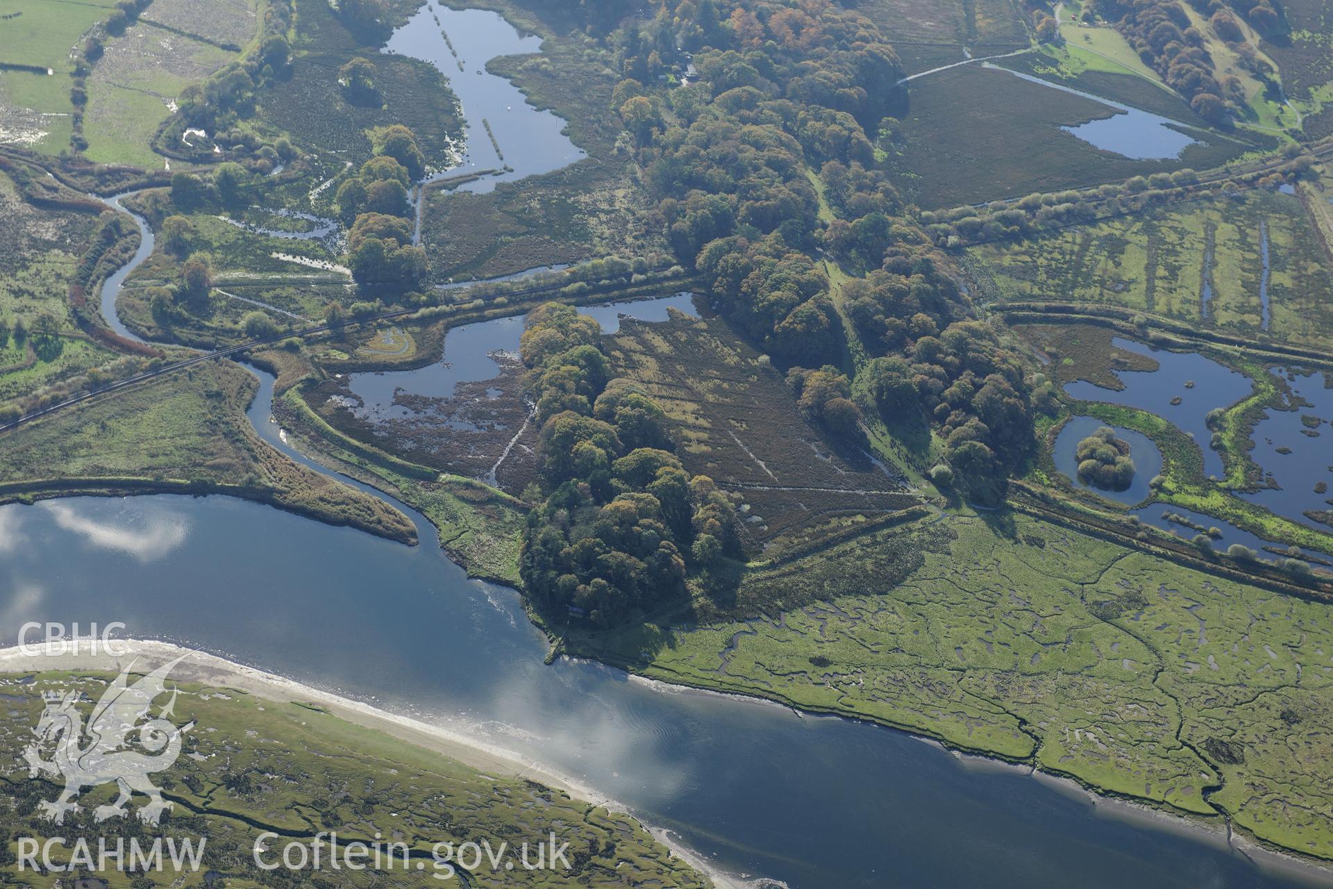 RCAHMW colour oblique photograph of Domen Las motte. Taken by Toby Driver on 05/11/2012.