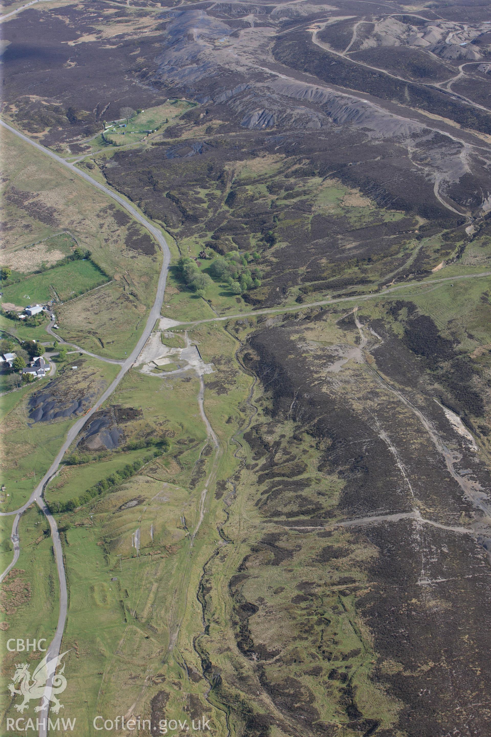 RCAHMW colour oblique photograph of Pwll Du, showing Hills Tramroad and Pwll Du Tunnel north entrance. Taken by Toby Driver on 22/05/2012.